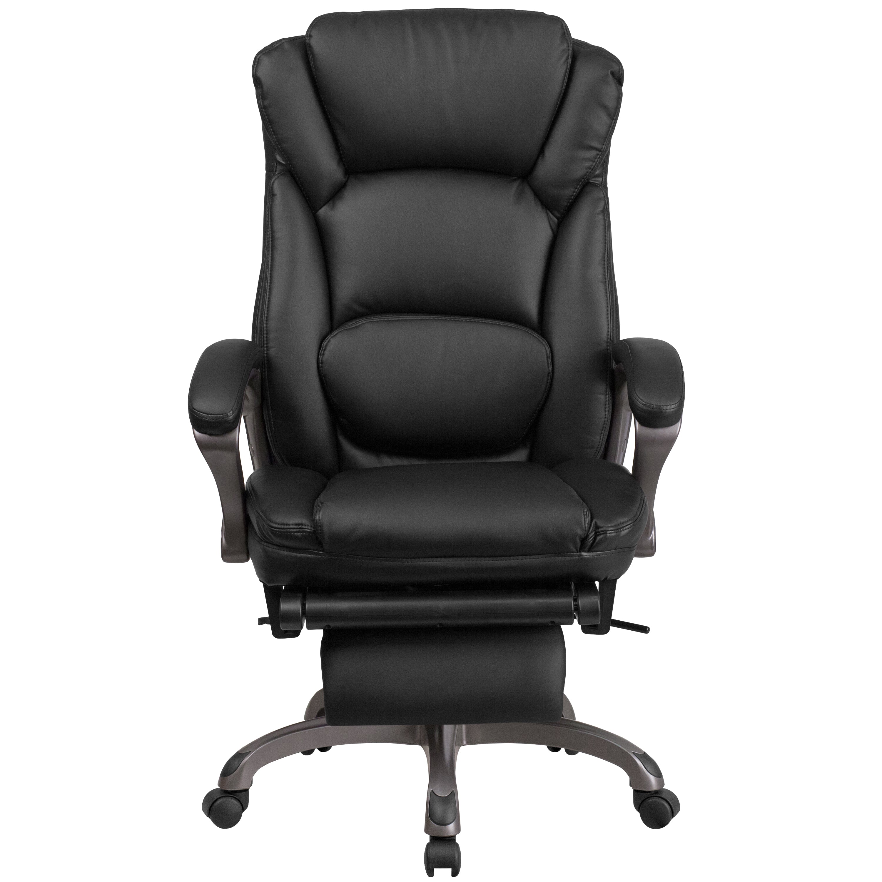 Martin High Back Black LeatherSoft Executive Reclining Ergonomic Swivel Office Chair with Outer Lumbar Cushion and Arms