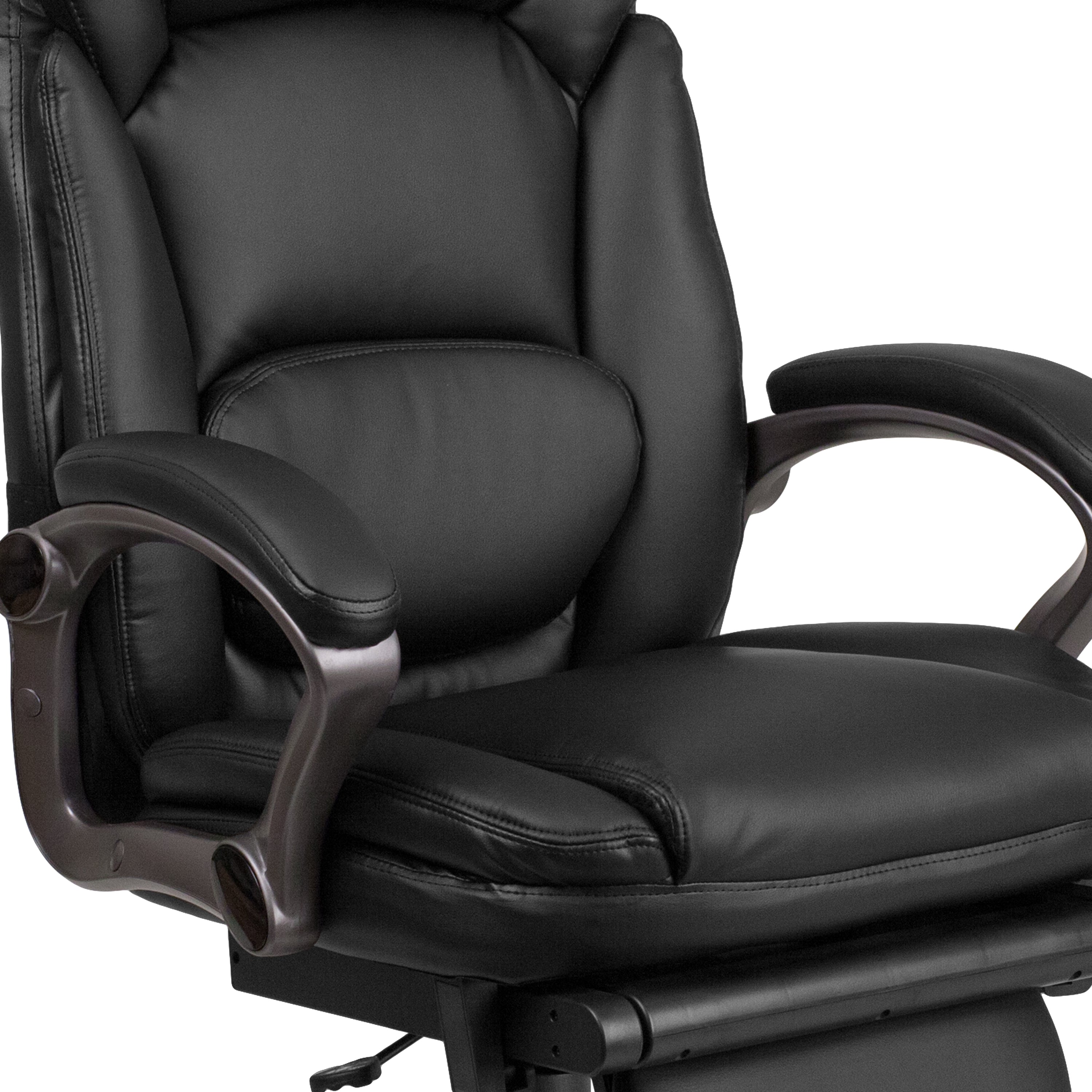 Martin High Back Black LeatherSoft Executive Reclining Ergonomic Swivel Office Chair with Outer Lumbar Cushion and Arms