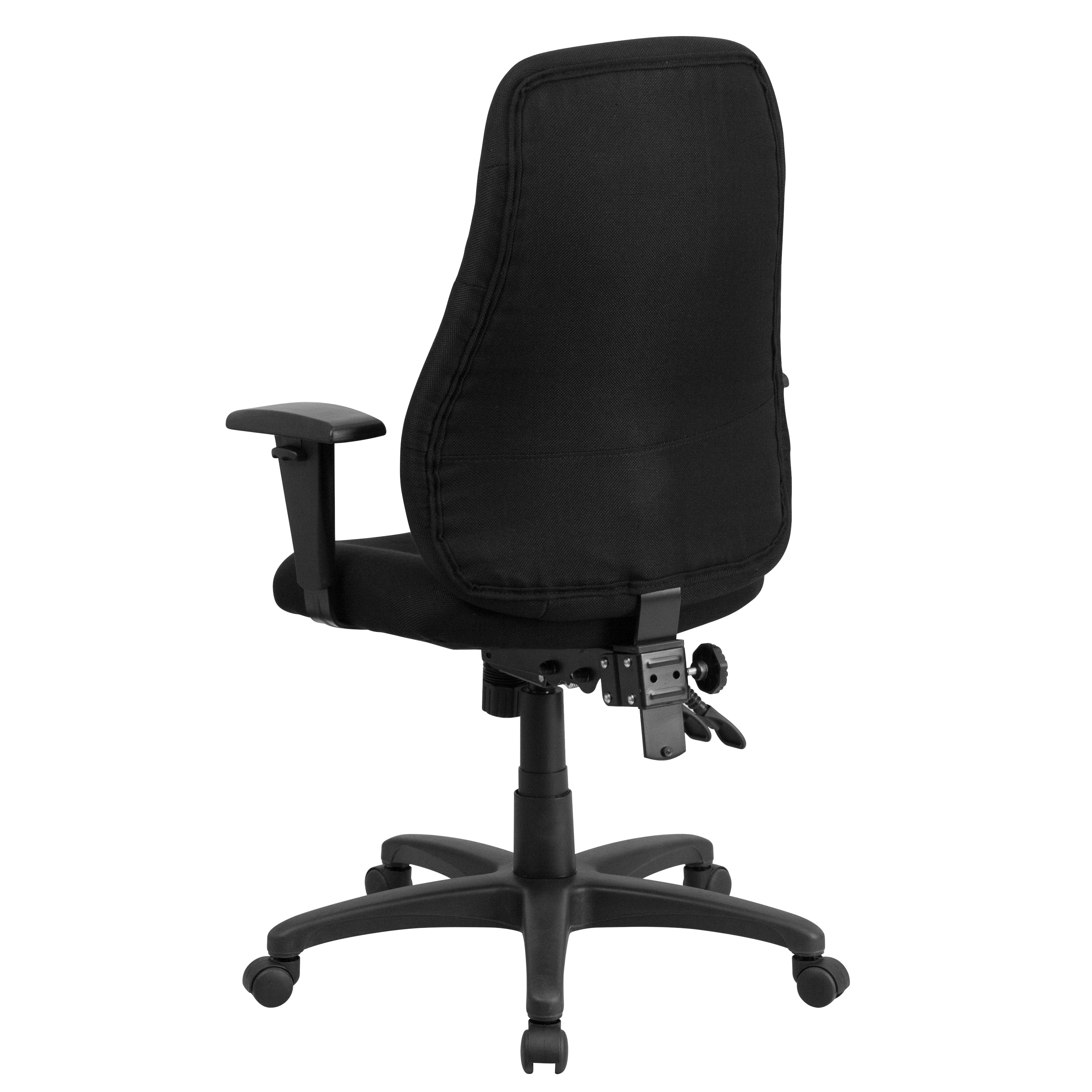 Hughes High Back Black Fabric Multifunction Swivel Ergonomic Task Office Chair with Adjustable Arms