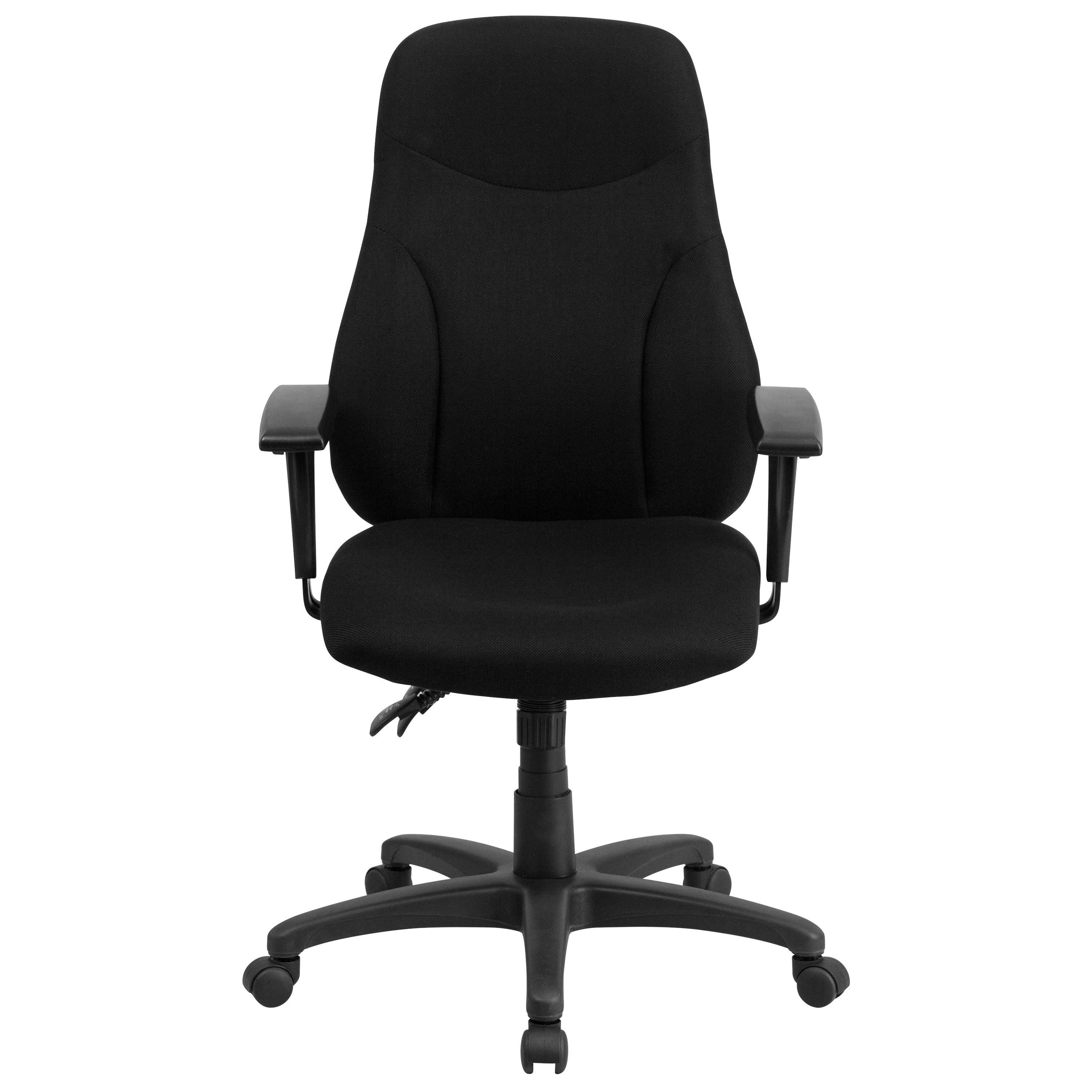Hughes High Back Black Fabric Multifunction Swivel Ergonomic Task Office Chair with Adjustable Arms
