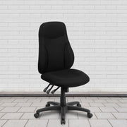 Hughes High Back Black Fabric Multifunction Swivel Ergonomic Task Office Chair