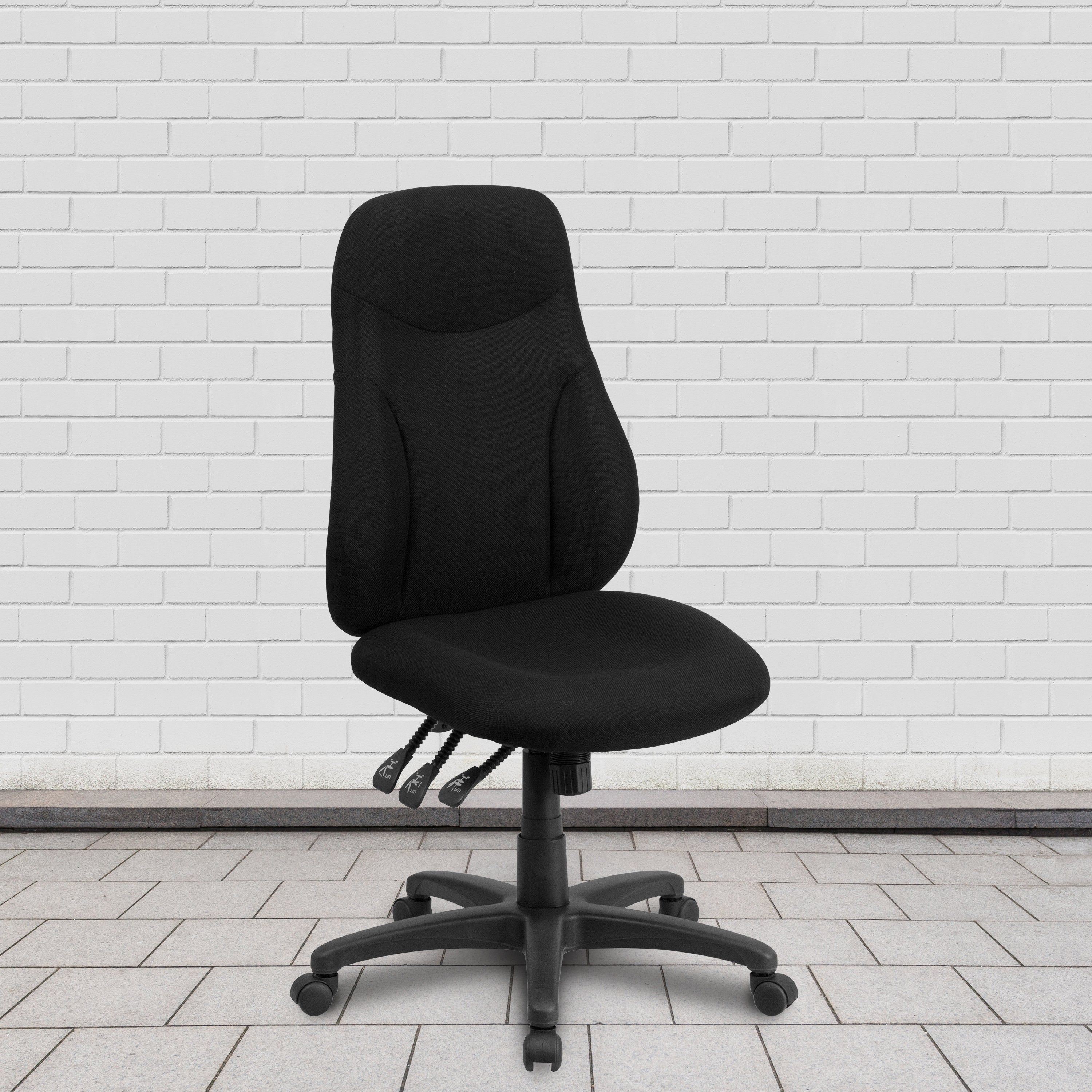 Hughes High Back Black Fabric Multifunction Swivel Ergonomic Task Office Chair