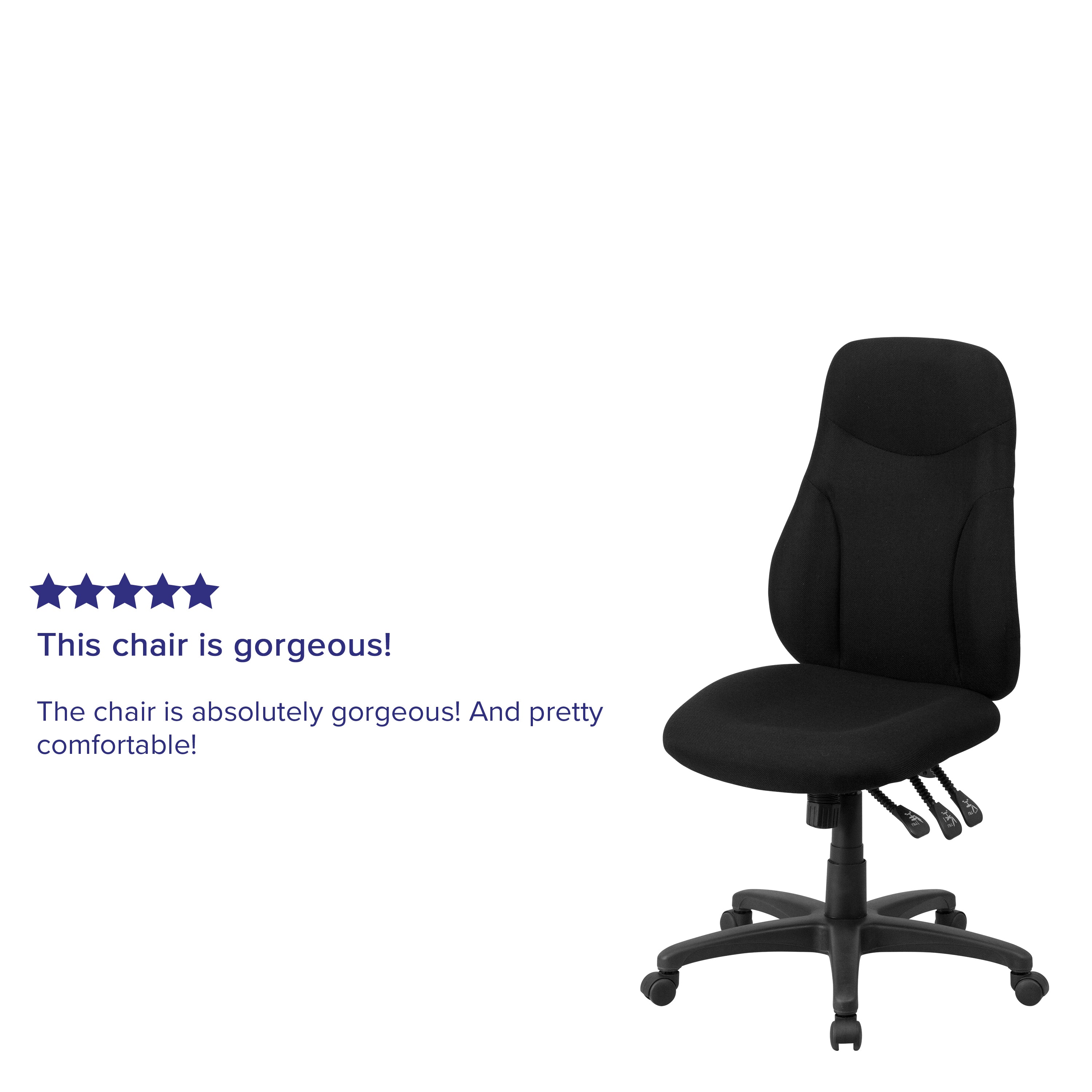 Hughes High Back Black Fabric Multifunction Swivel Ergonomic Task Office Chair