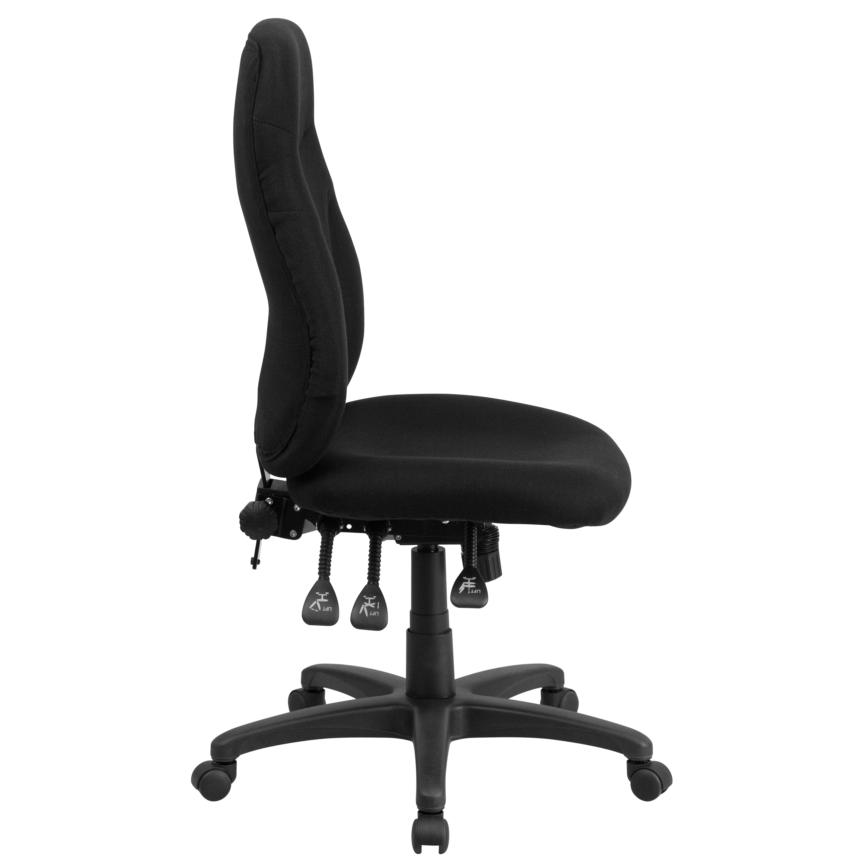 Hughes High Back Black Fabric Multifunction Swivel Ergonomic Task Office Chair