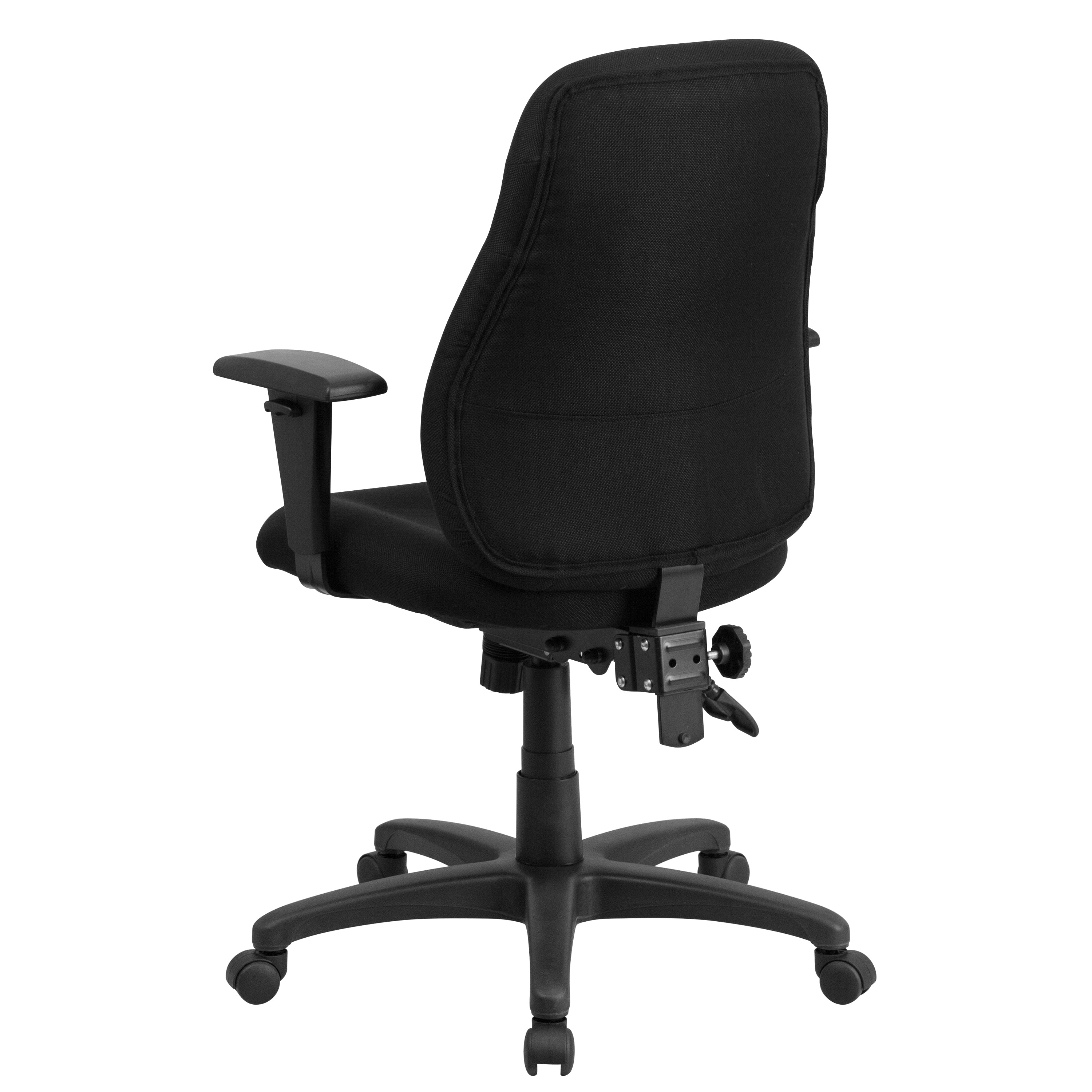 Brandy Mid-Back Black Fabric Multifunction Swivel Ergonomic Task Office Chair with Adjustable Arms