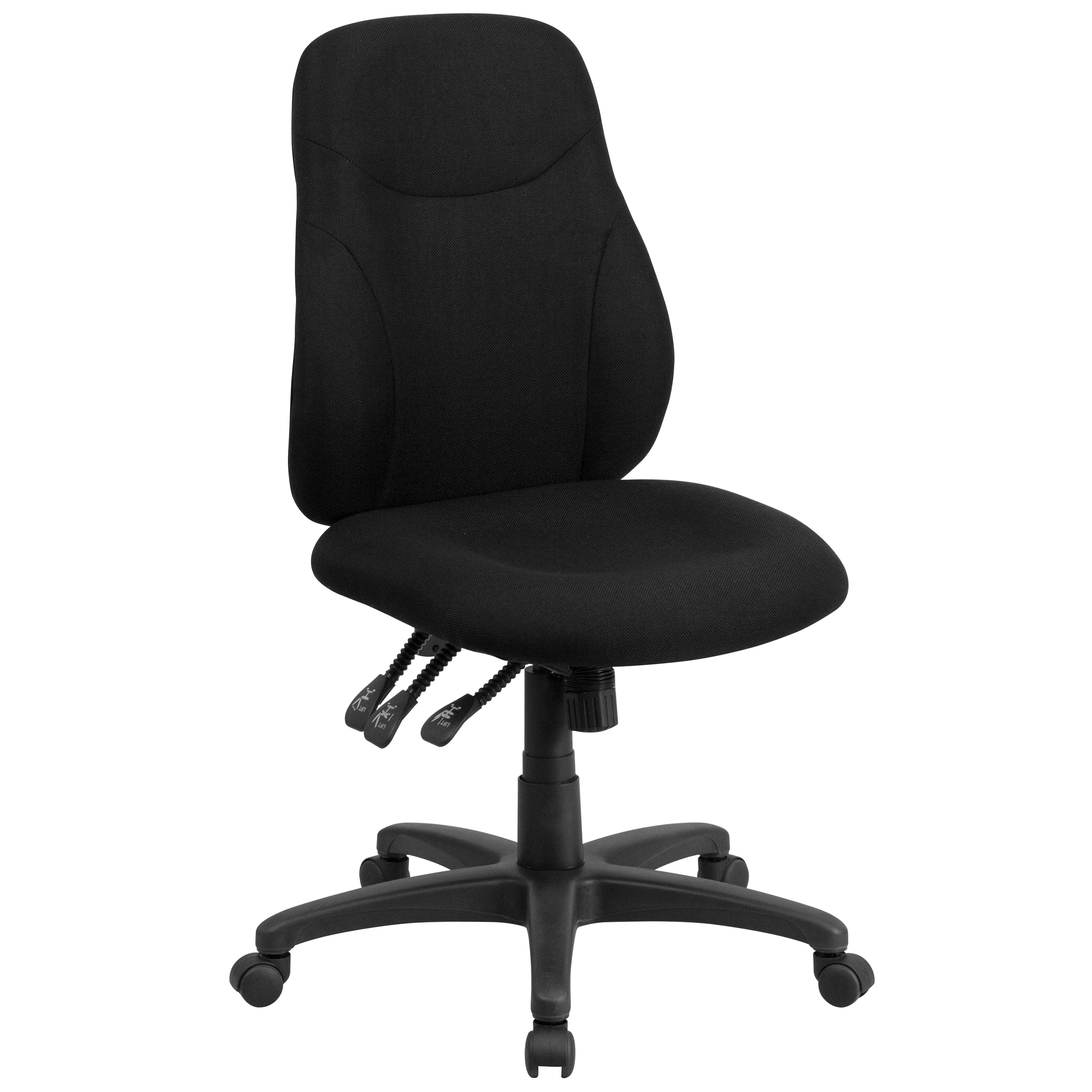 Brandy Mid-Back Black Fabric Multifunction Swivel Ergonomic Task Office Chair