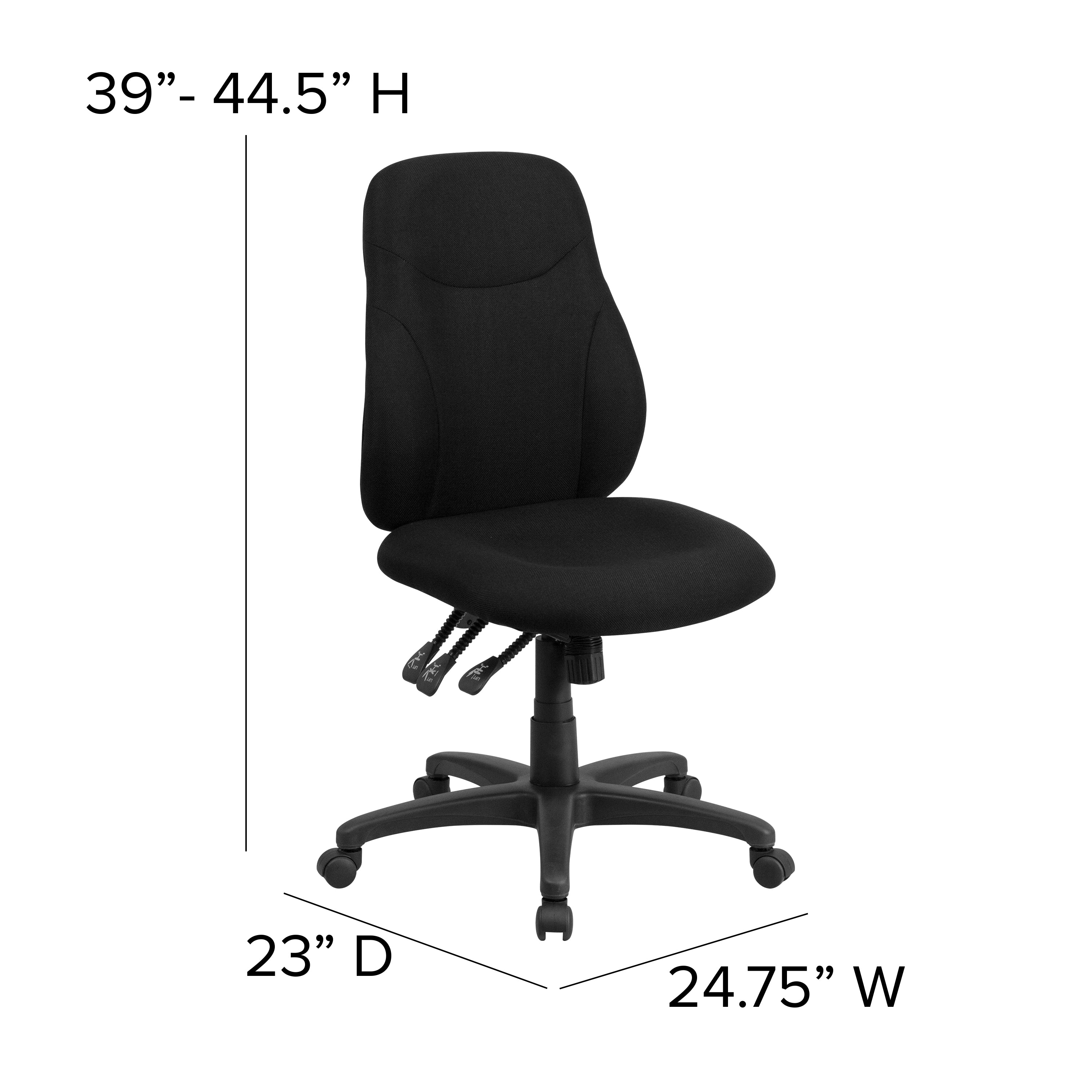 Brandy Mid-Back Black Fabric Multifunction Swivel Ergonomic Task Office Chair