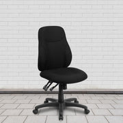 Brandy Mid-Back Black Fabric Multifunction Swivel Ergonomic Task Office Chair