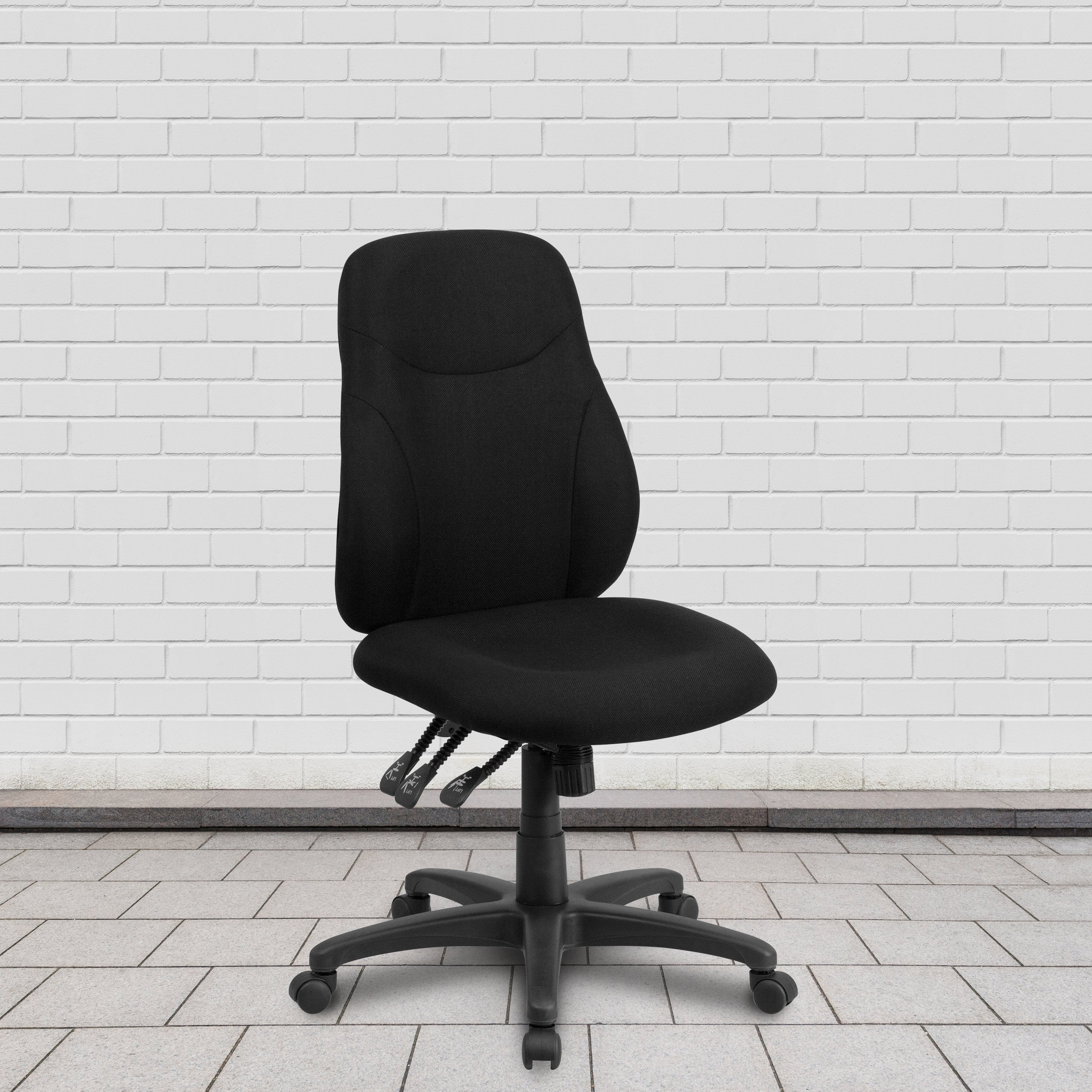Brandy Mid-Back Black Fabric Multifunction Swivel Ergonomic Task Office Chair