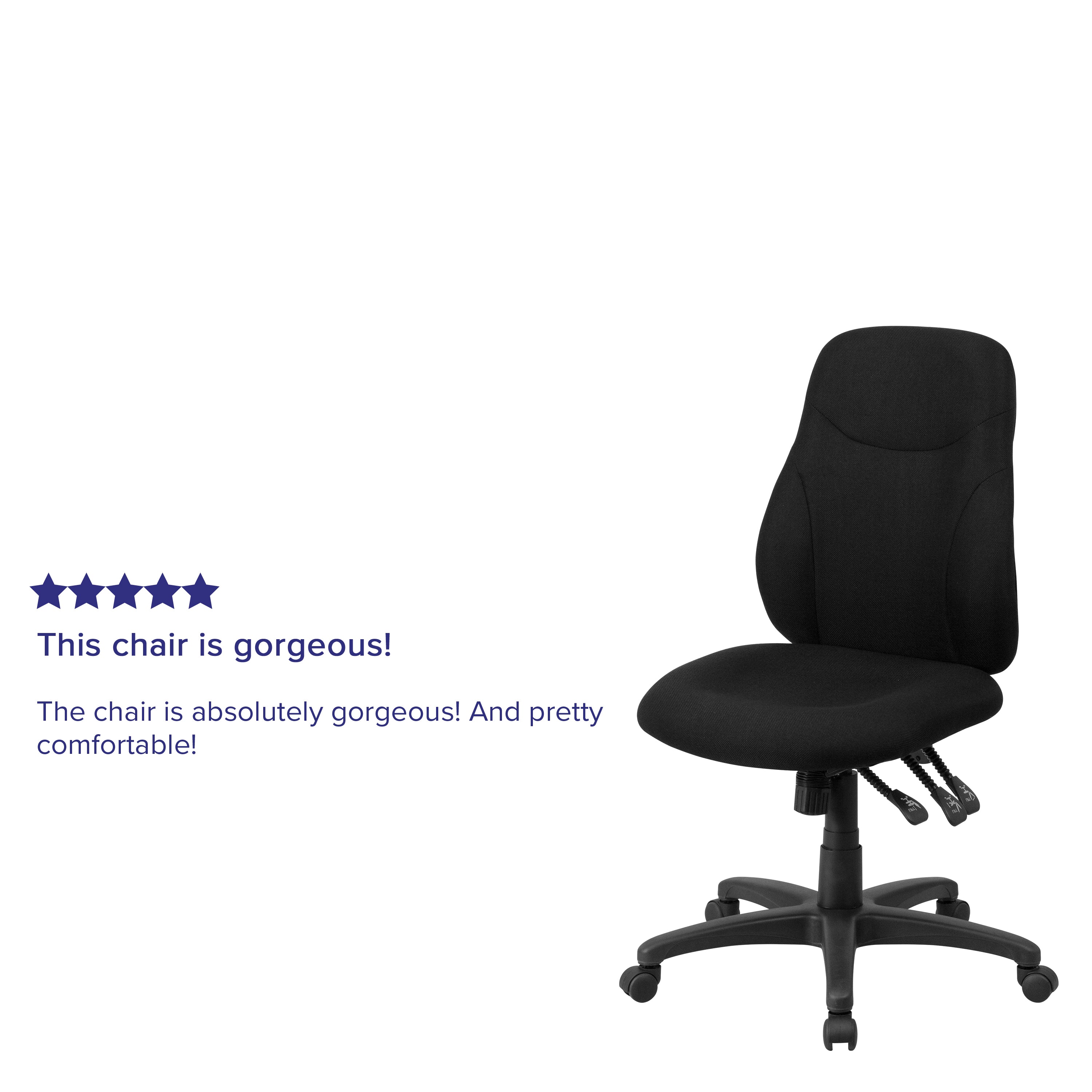 Brandy Mid-Back Black Fabric Multifunction Swivel Ergonomic Task Office Chair