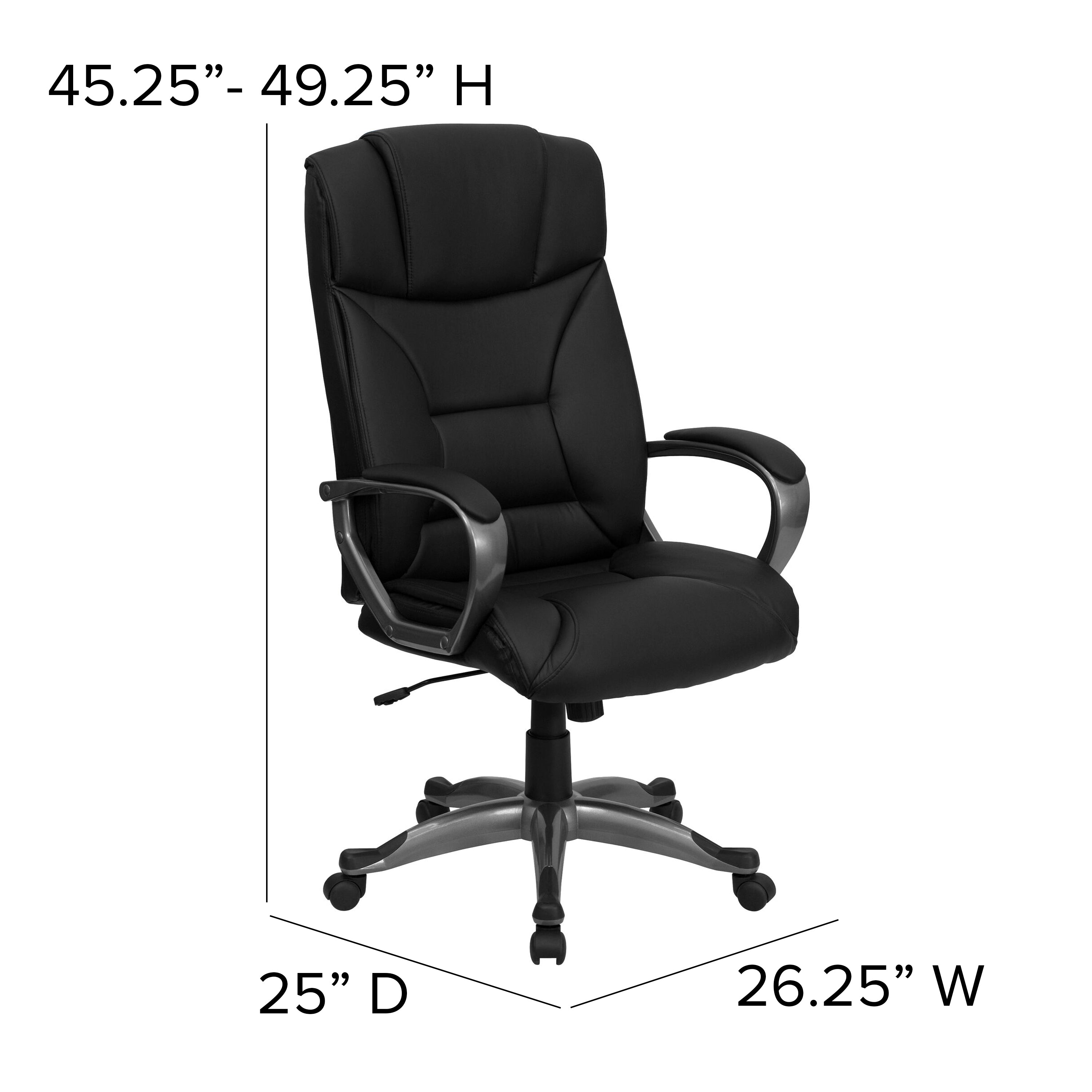 Hansel High Back Black LeatherSoft Executive Swivel Office Chair with Arms