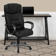 Hansel High Back Black LeatherSoft Executive Swivel Office Chair with Arms