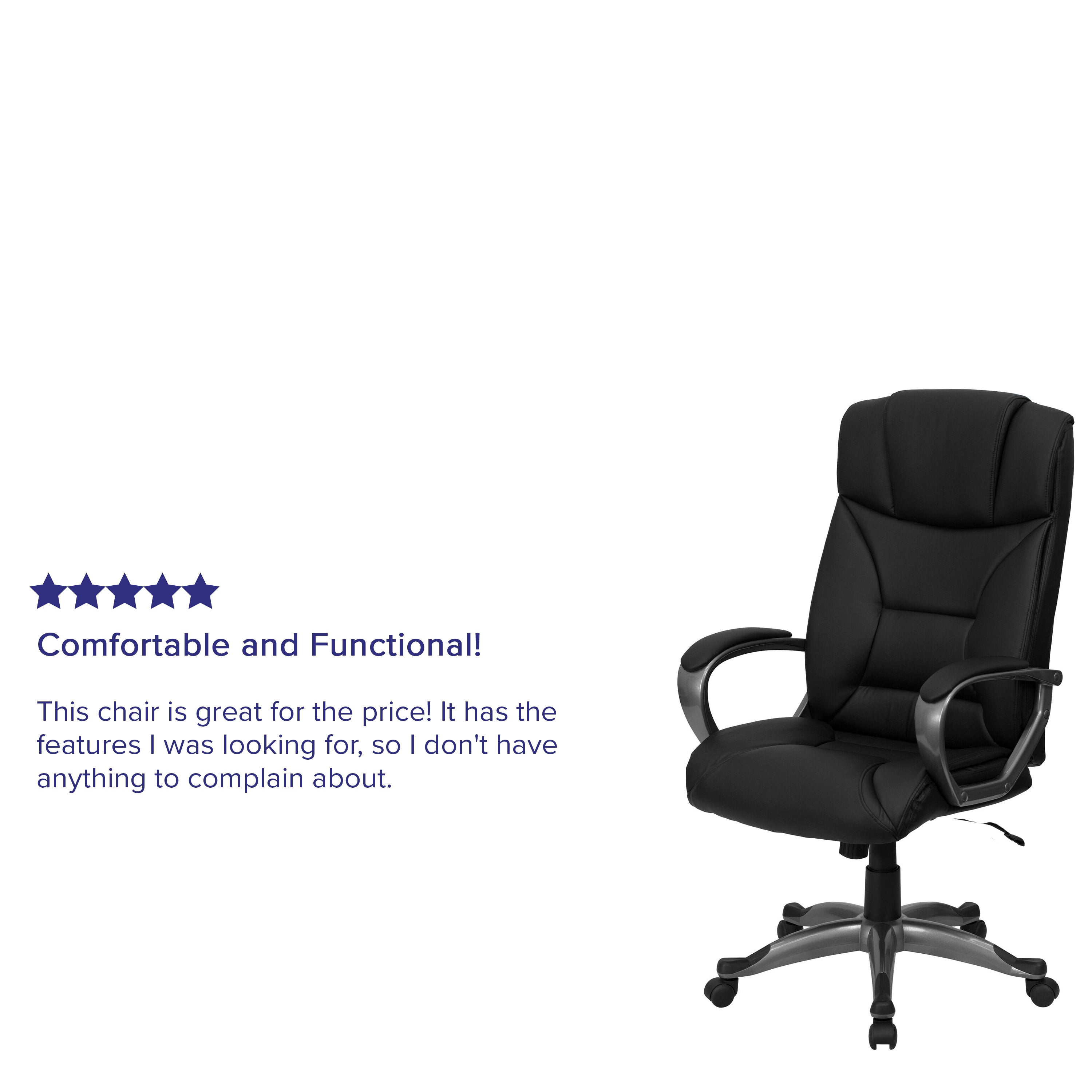 Hansel High Back Black LeatherSoft Executive Swivel Office Chair with Arms