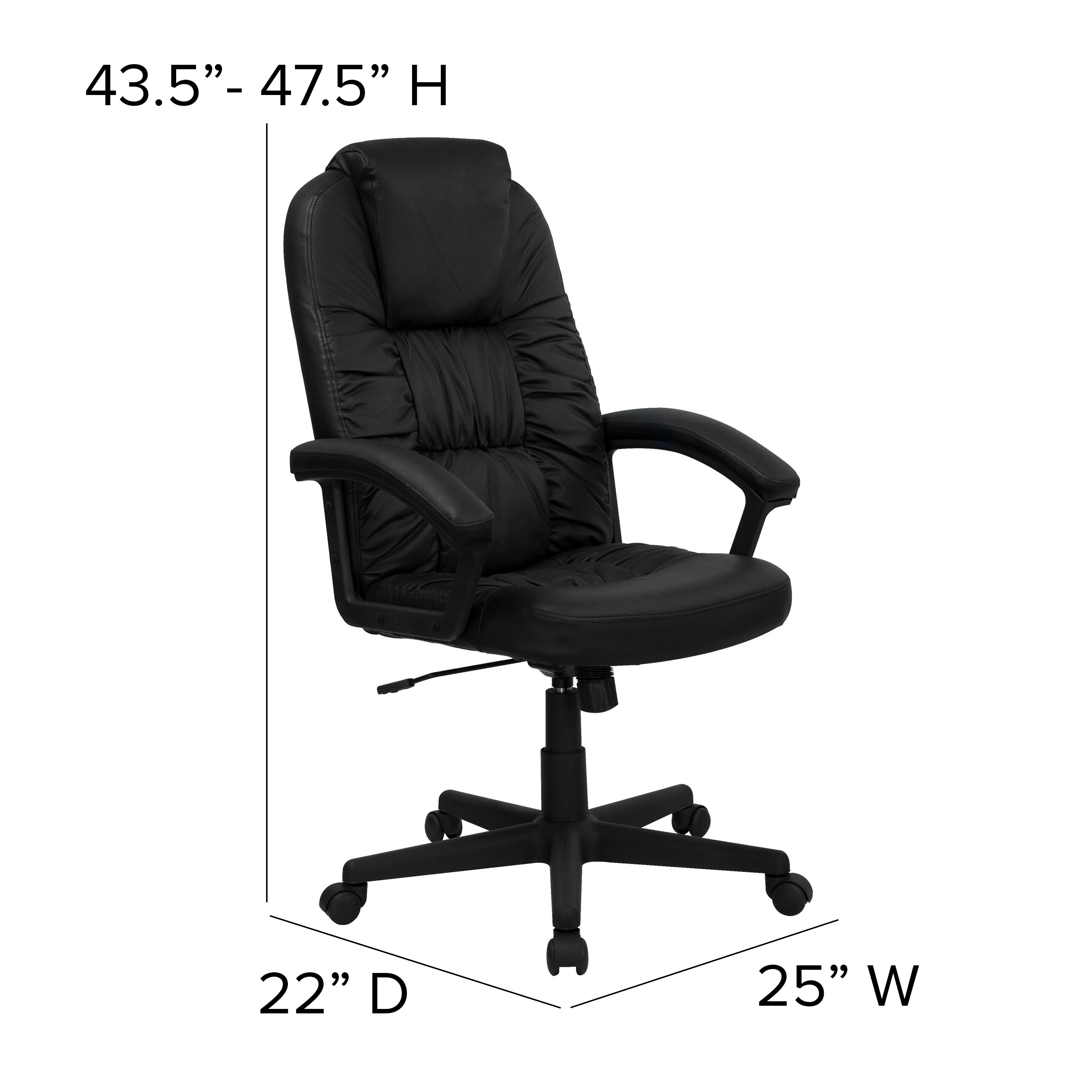 Hansel High Back Black LeatherSoft Executive Swivel Office Chair with Arms