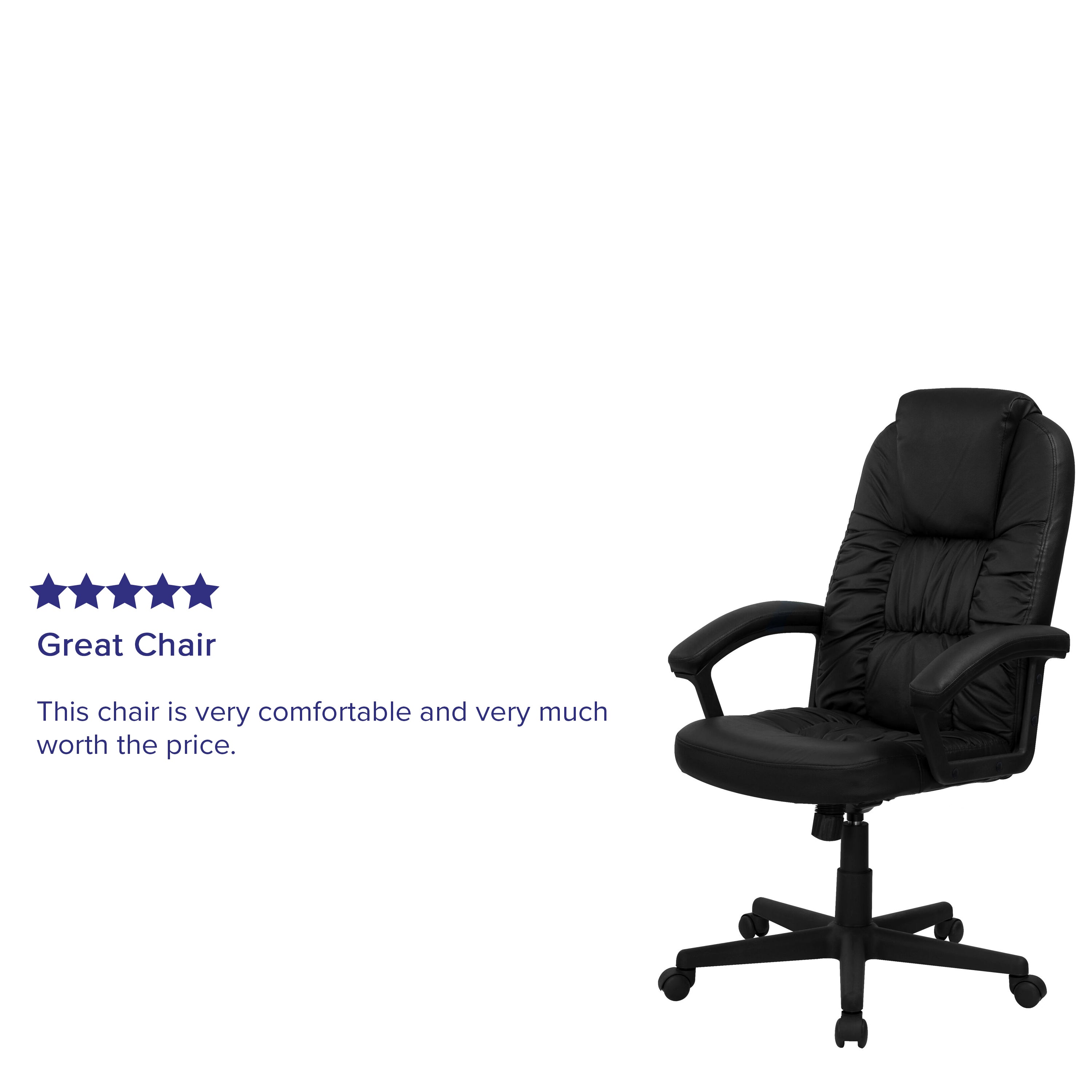 Hansel High Back Black LeatherSoft Executive Swivel Office Chair with Arms