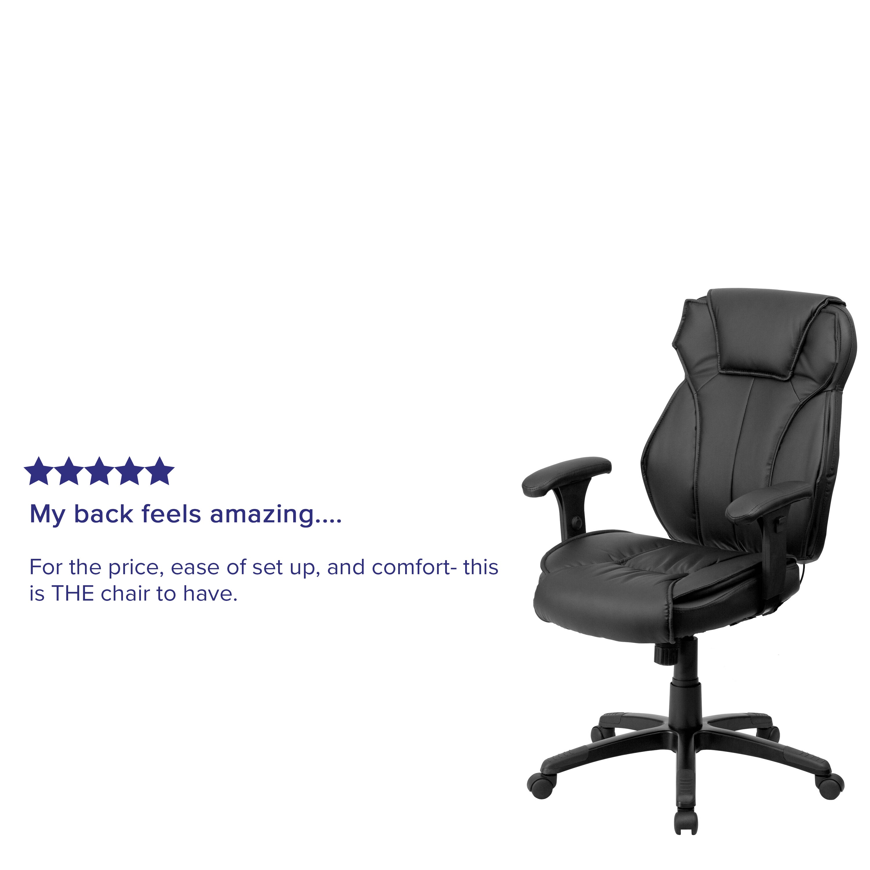 Hansel High Back Black LeatherSoft Multifunction Executive Swivel Ergonomic Office Chair with Lumbar Support Knob with Arms