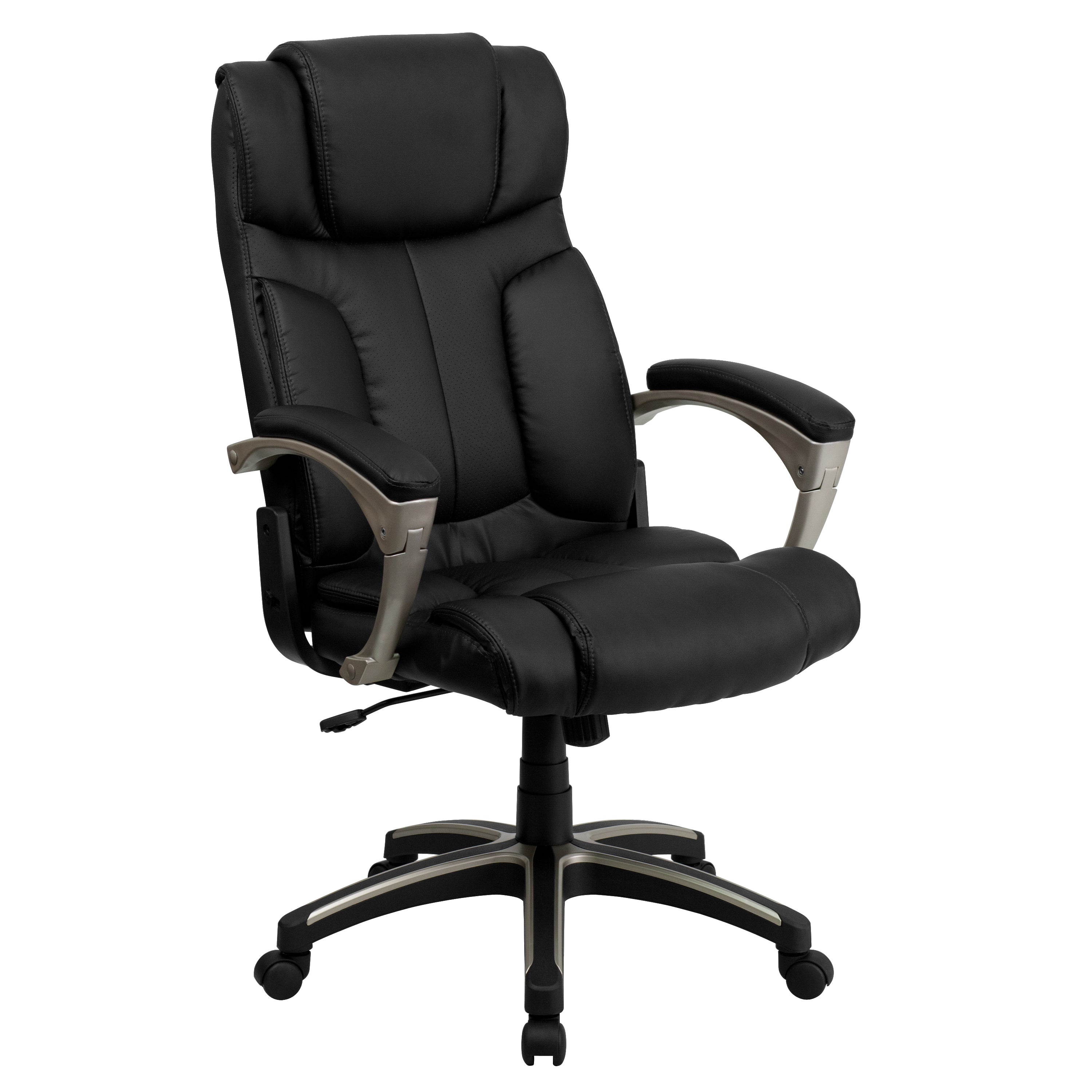 Hansel High Back Folding Black LeatherSoft Executive Swivel Office Chair with Arms