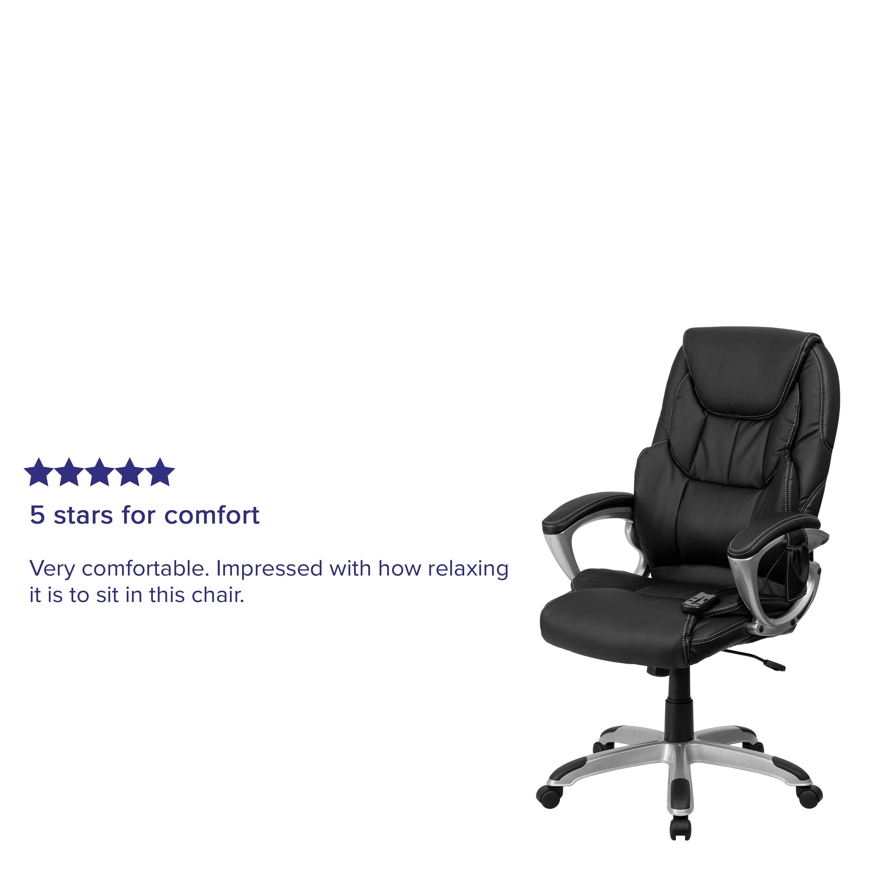 Hansel High Back Folding Black LeatherSoft Executive Swivel Office Chair with Arms