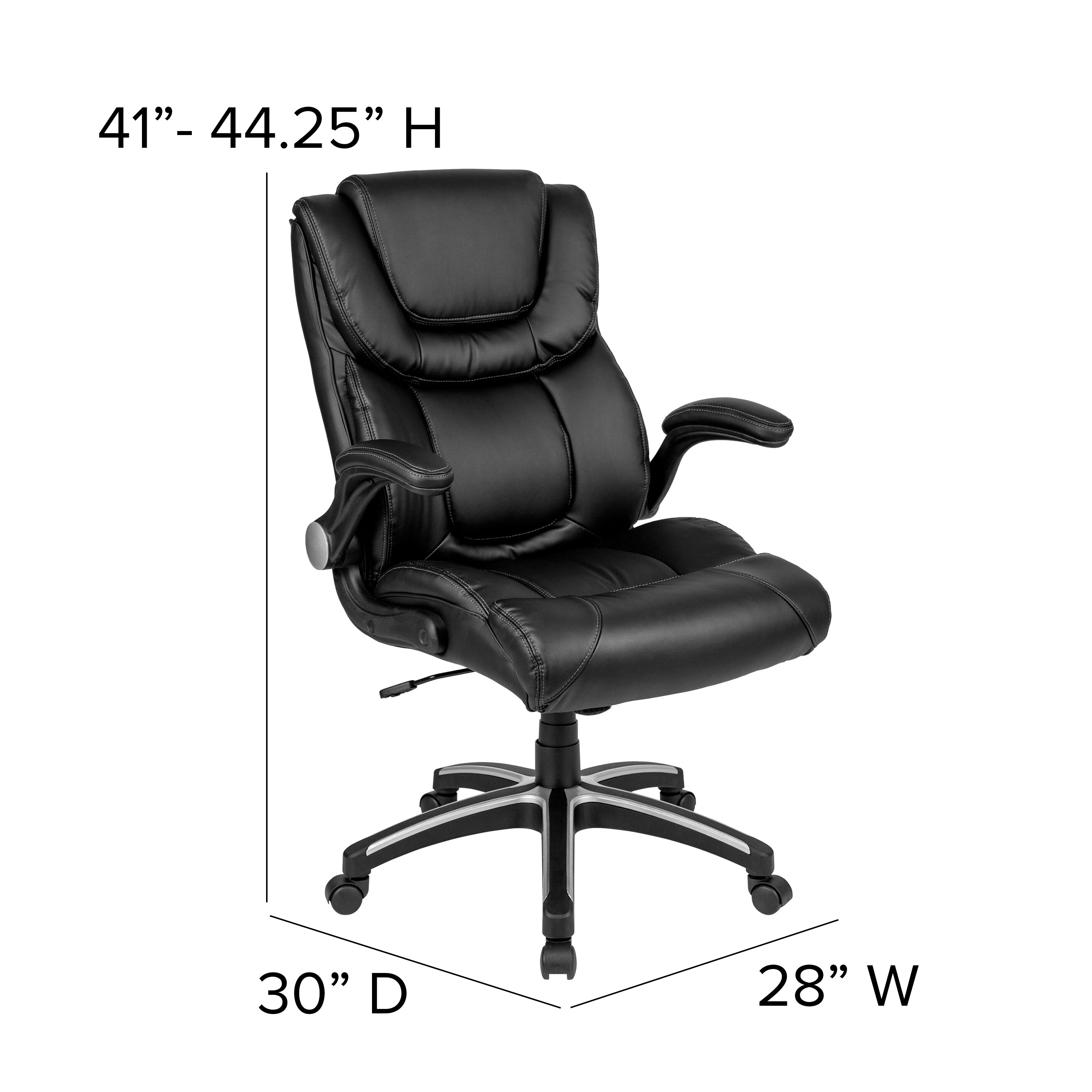 Hansel High Back Black LeatherSoft Executive Swivel Office Chair with Double Layered Headrest and Open Arms