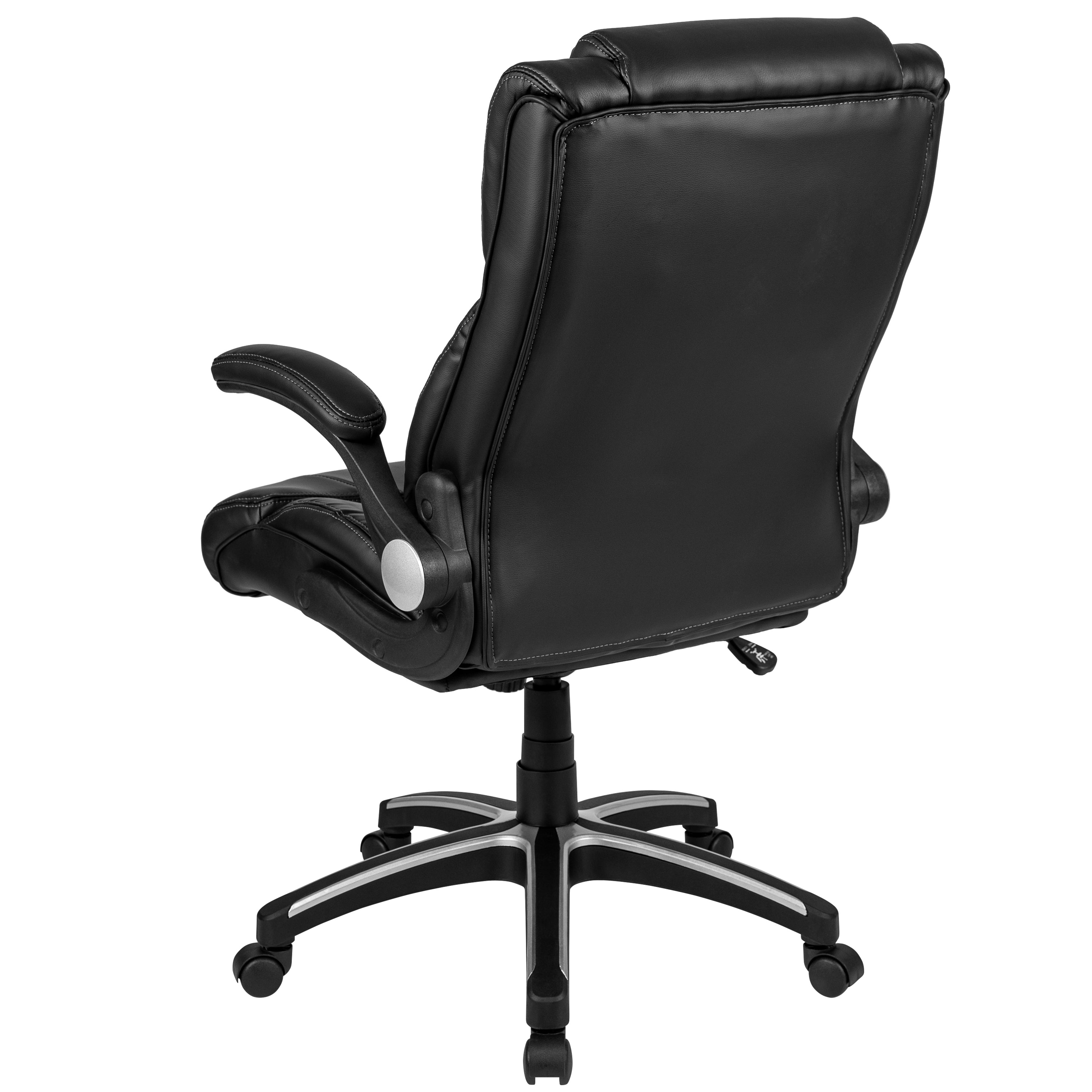 Hansel High Back Black LeatherSoft Executive Swivel Office Chair with Double Layered Headrest and Open Arms