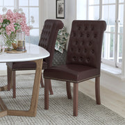 HERCULES Series Brown LeatherSoft Parsons Chair with Rolled Back, Accent Nail Trim and Walnut Finish