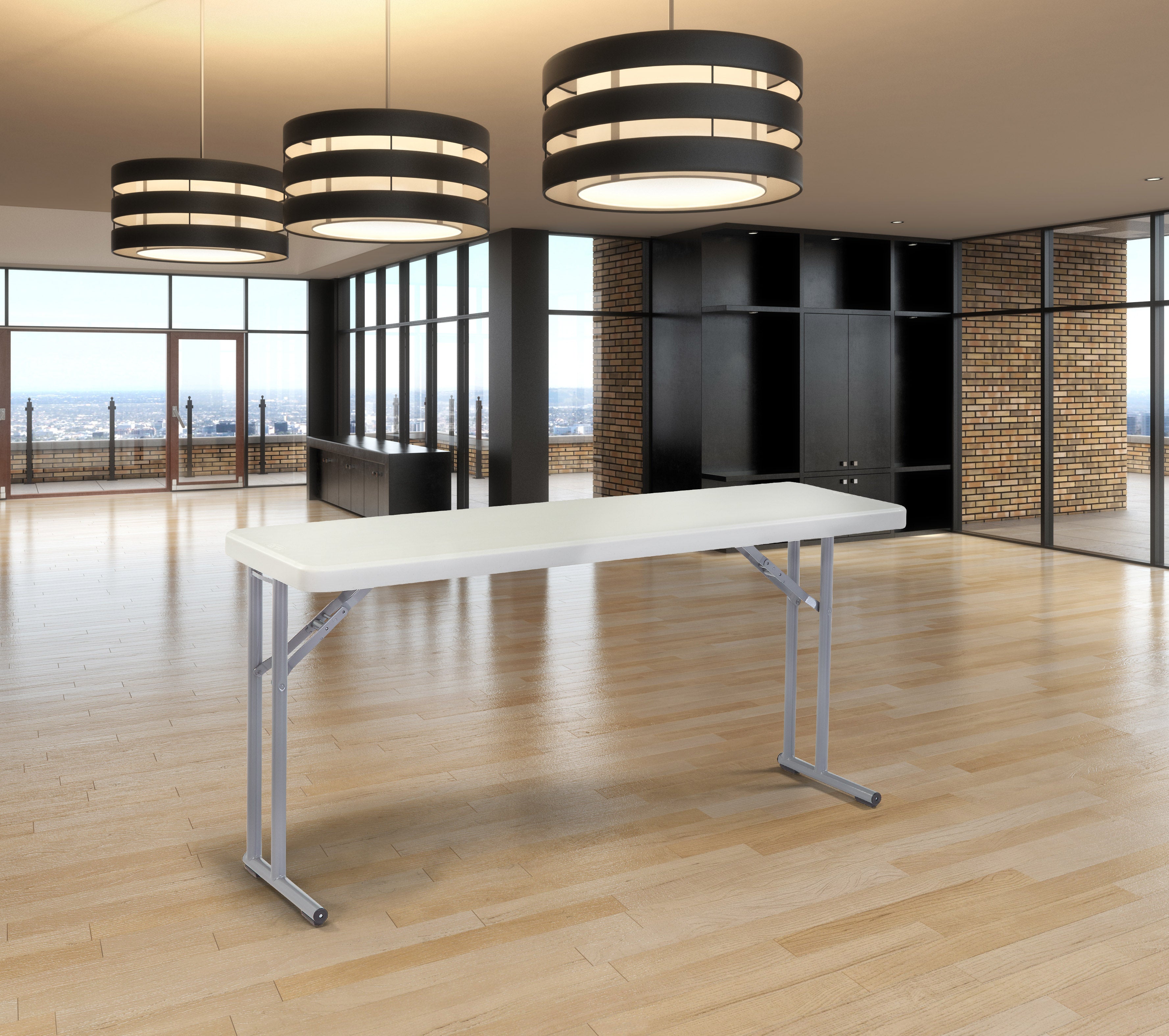 NPS® 18" x 60" Heavy Duty Seminar Folding Table, Surface Color: Speckled Grey, Frame Color: Grey