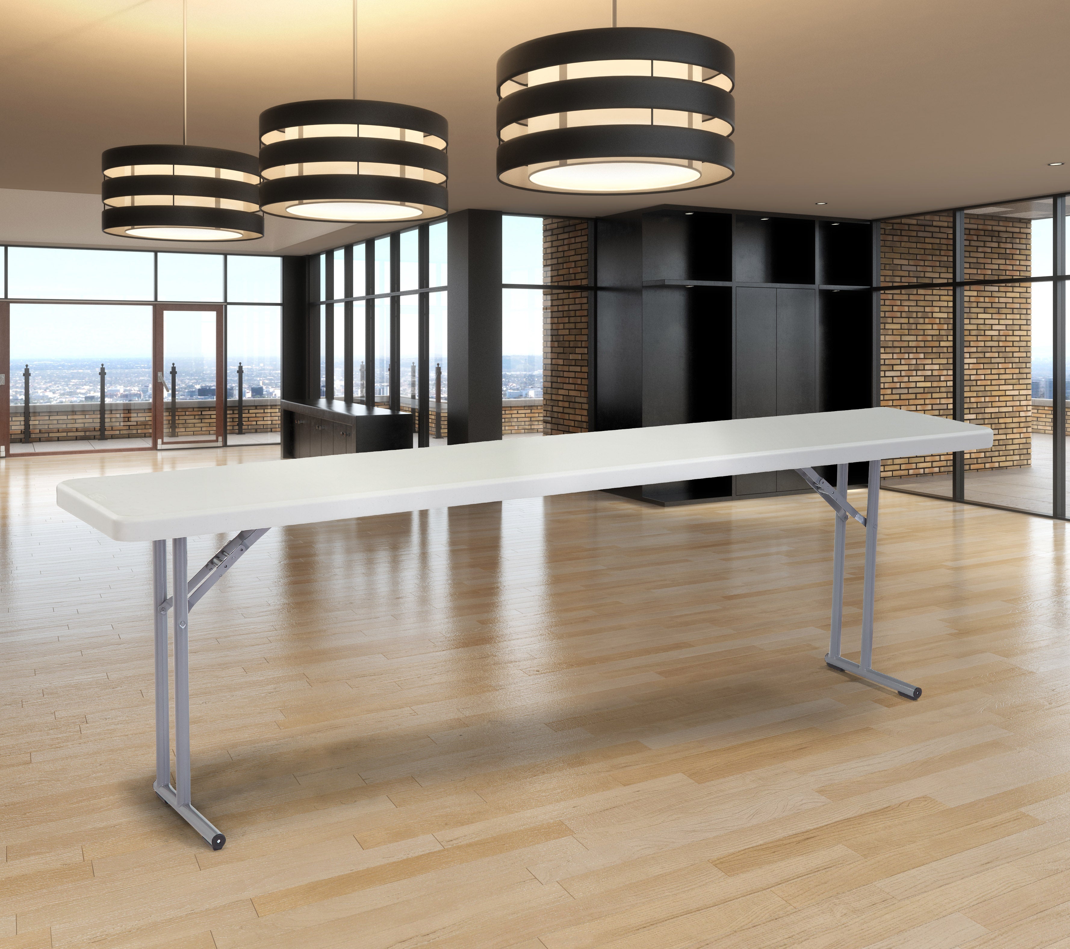 NPS® 18" x 96" Heavy Duty Seminar Folding Table, Surface Color: Speckled Grey, Frame Color: Grey