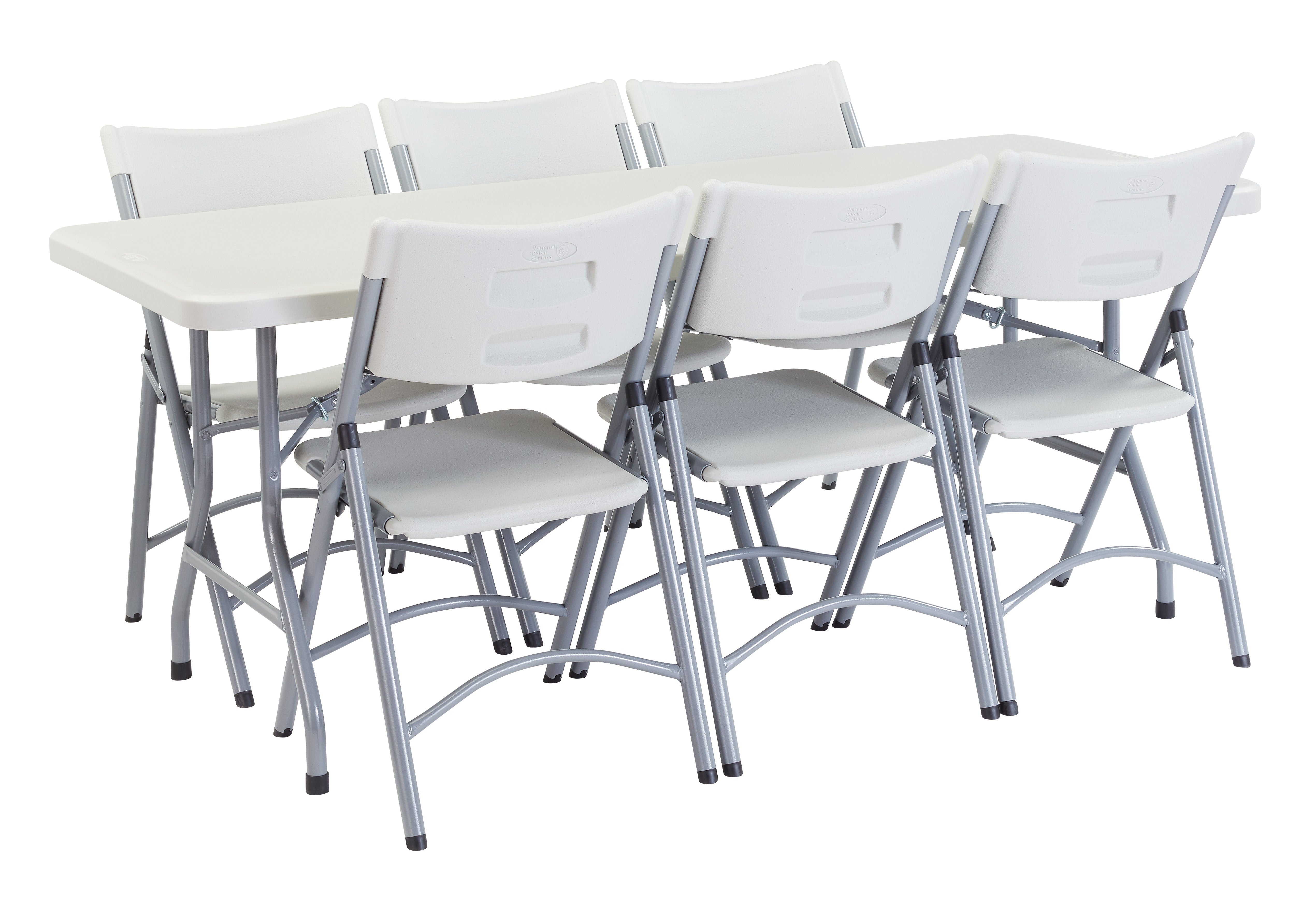 NPS® 30" x 72" Heavy Duty Folding Table, Surface Color: Speckled Gray, Frame Color: Grey
