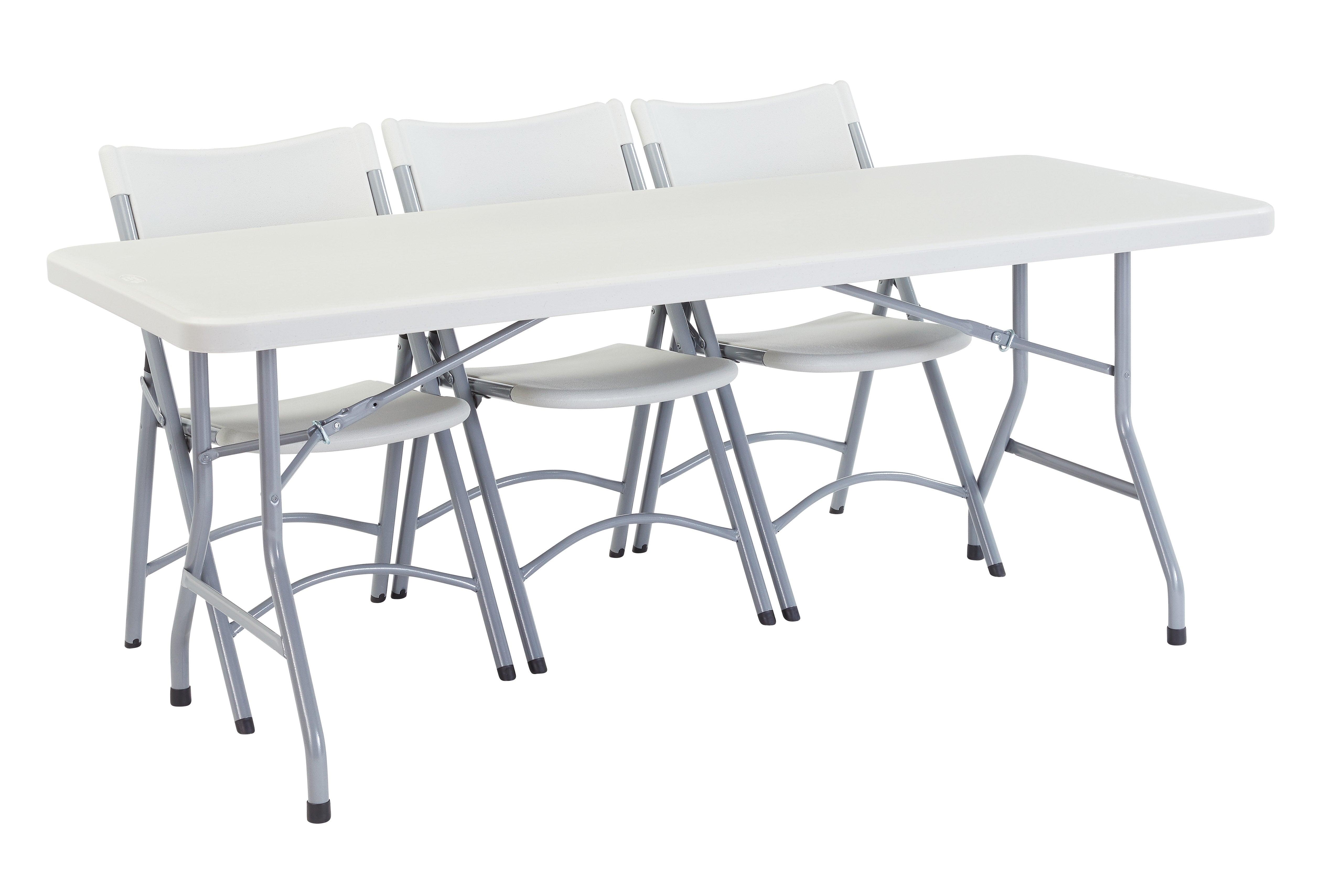 NPS® 30" x 72" Heavy Duty Folding Table, Surface Color: Speckled Gray, Frame Color: Grey