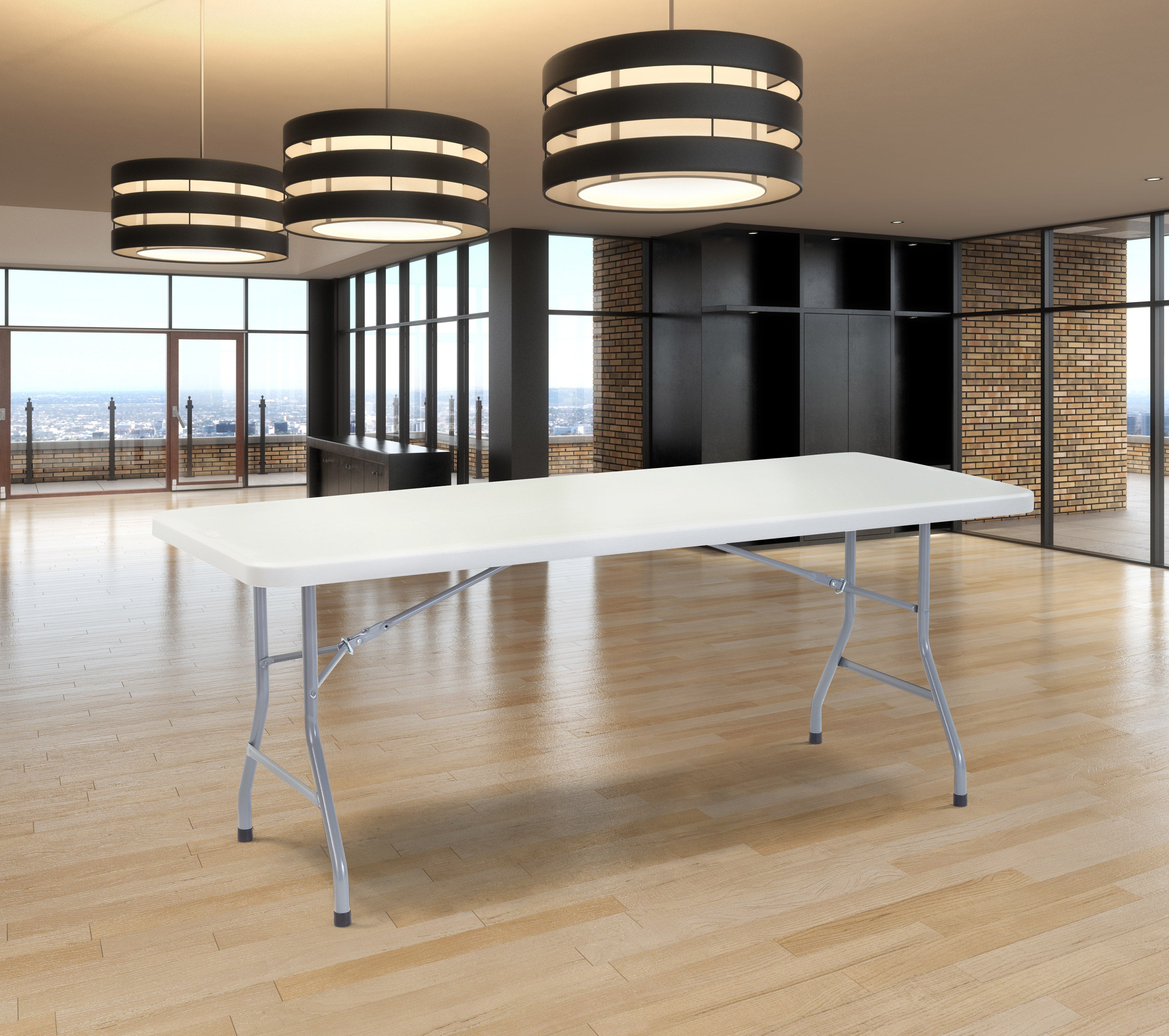 NPS® 30" x 72" Heavy Duty Folding Table, Surface Color: Speckled Gray, Frame Color: Grey