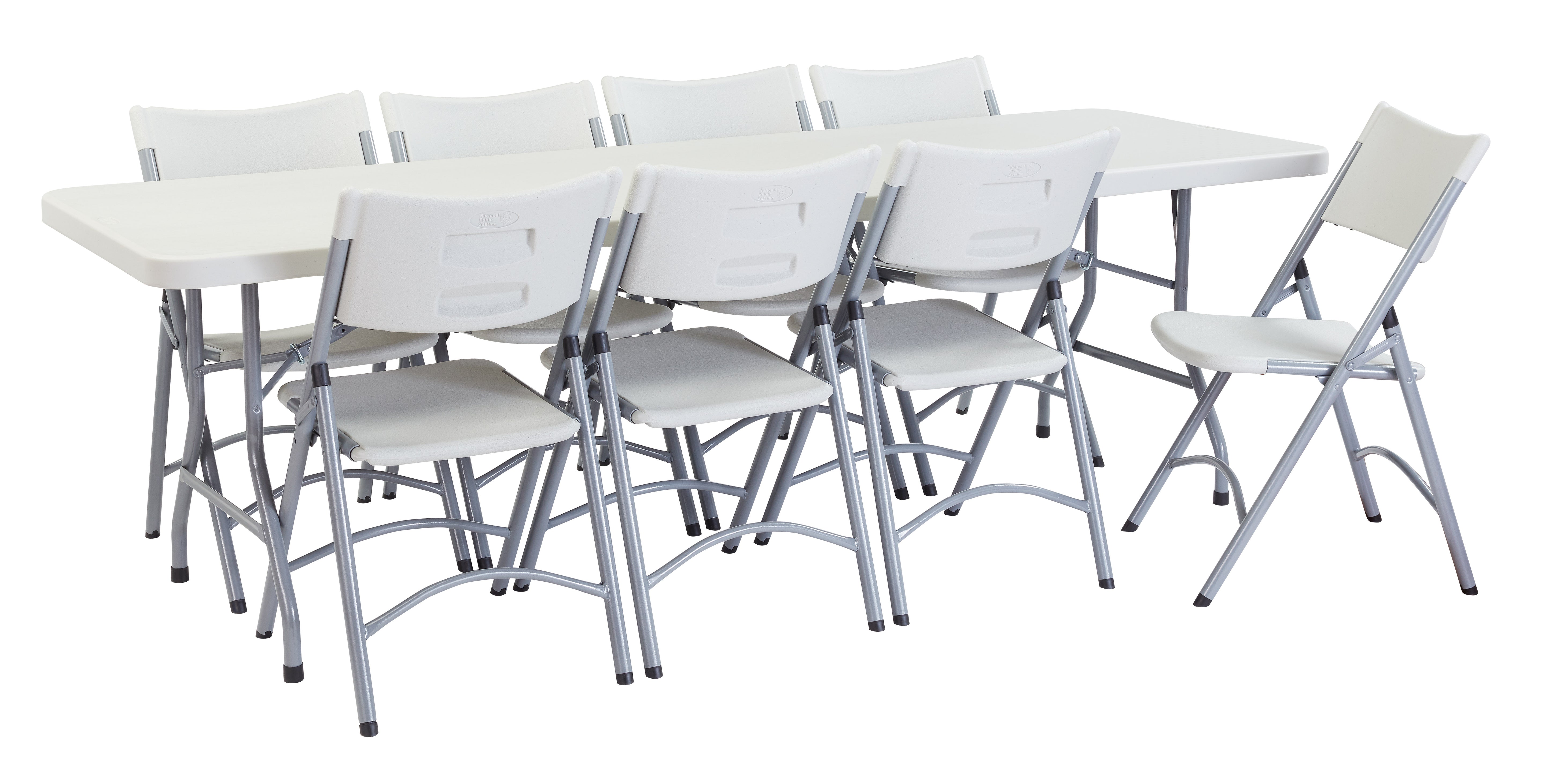 NPS® 18" x 96" Heavy Duty Seminar Folding Table, Surface Color: Speckled Grey, Frame Color: Grey