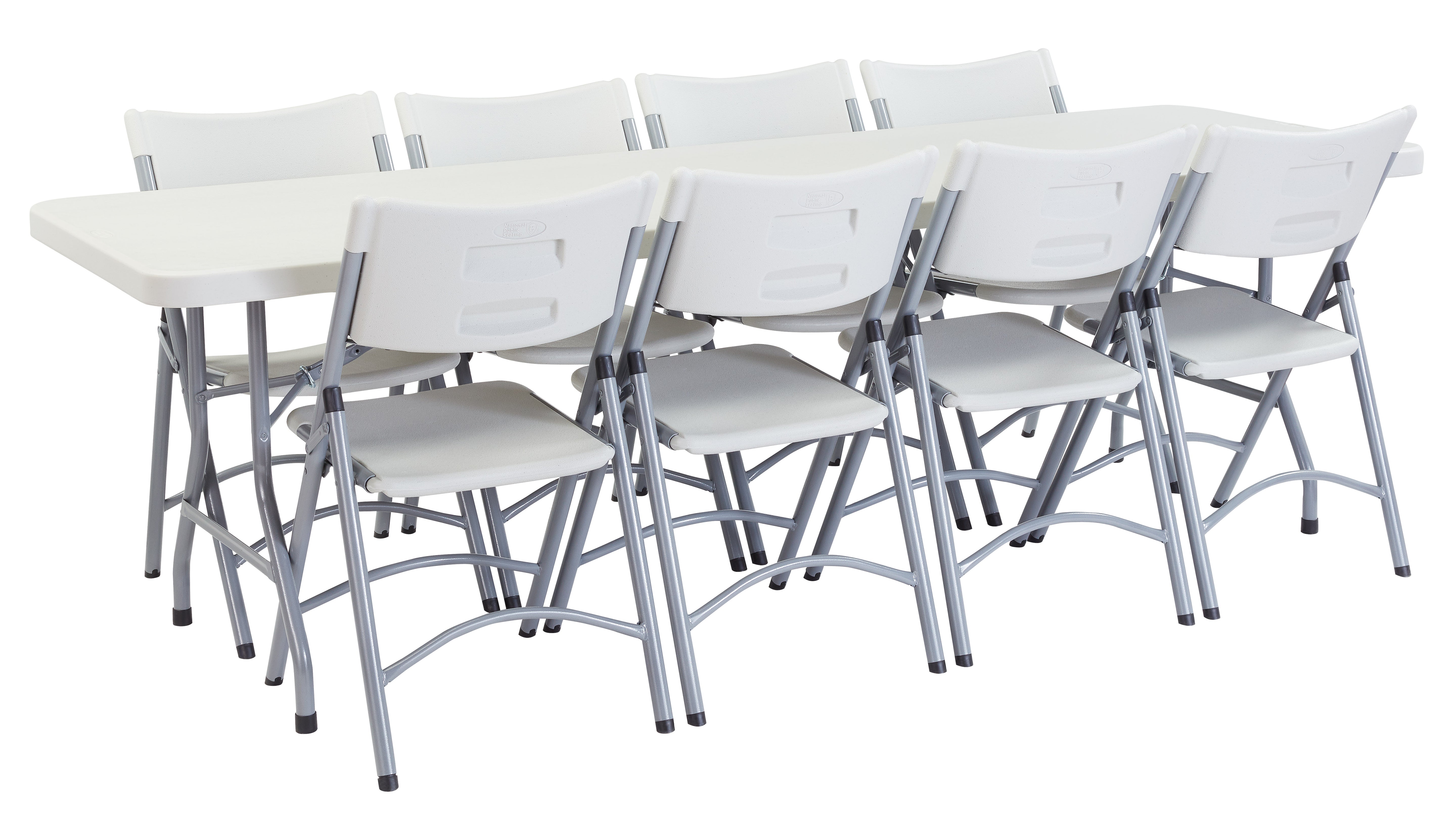 NPS® 18" x 96" Heavy Duty Seminar Folding Table, Surface Color: Speckled Grey, Frame Color: Grey