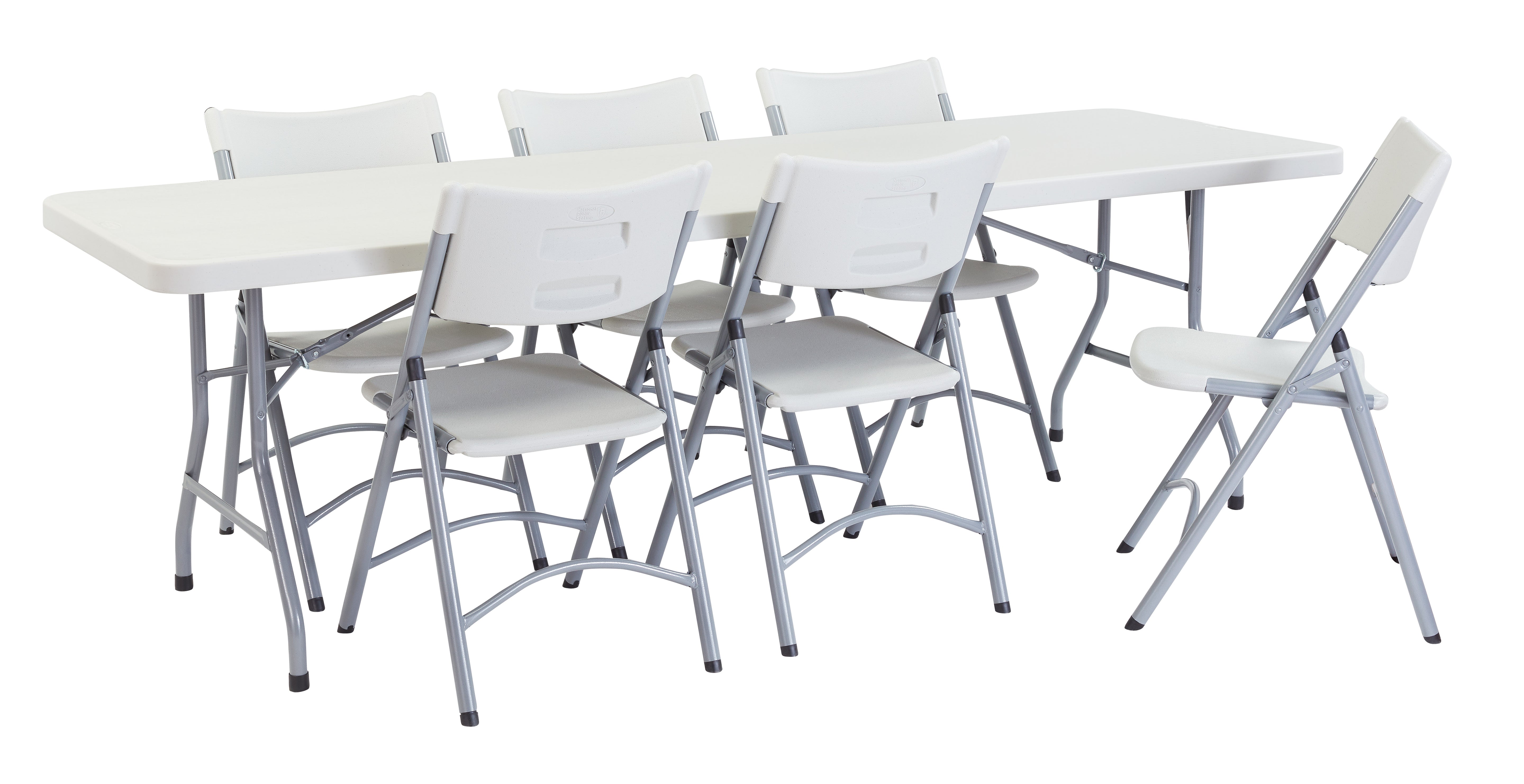 NPS® 30" x 96" Heavy Duty Folding Table, Surface Color: Speckled Gray, Frame Color: Grey