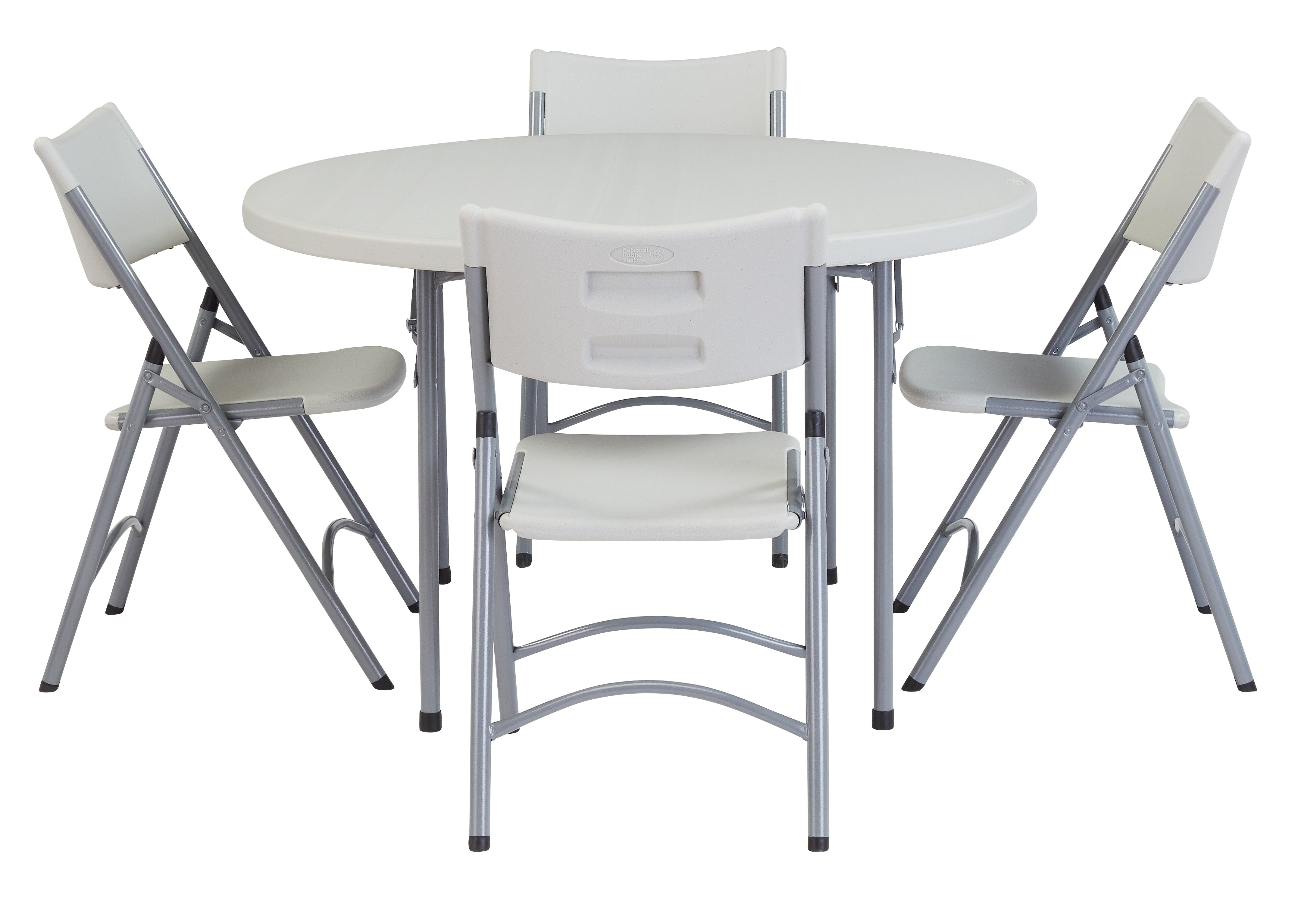 NPS® 48" Heavy Duty Round Folding Table, Surface Color: Speckled Grey, Frame Color: Grey