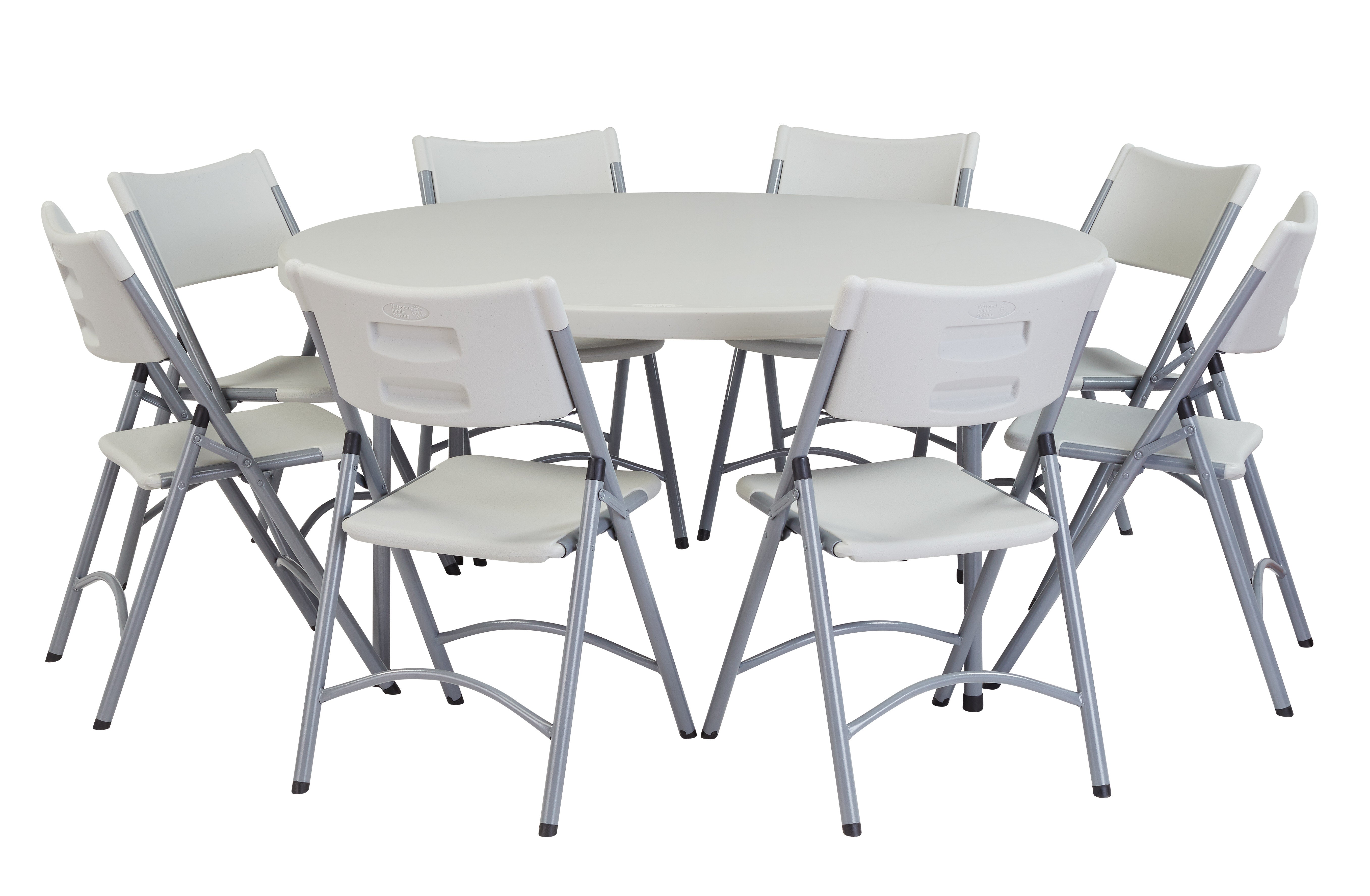 NPS® 60" Heavy Duty Round Folding Table, Surface Color: Speckled Grey, Frame Color: Grey