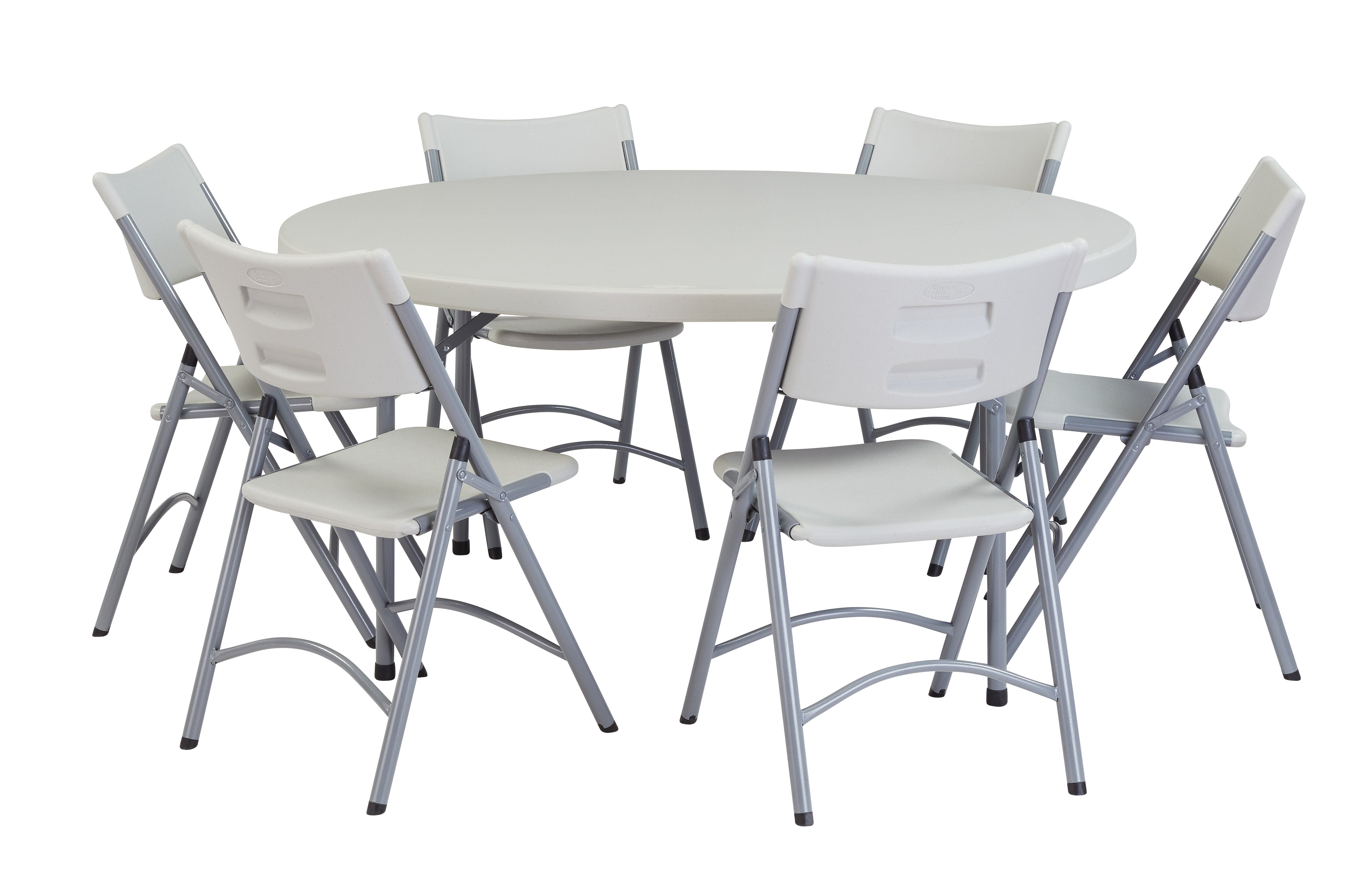 NPS® 60" Heavy Duty Round Folding Table, Surface Color: Speckled Grey, Frame Color: Grey