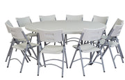 NPS® 71" Heavy Duty Round Folding Table, Surface Color: Speckled Grey, Frame Color: Grey