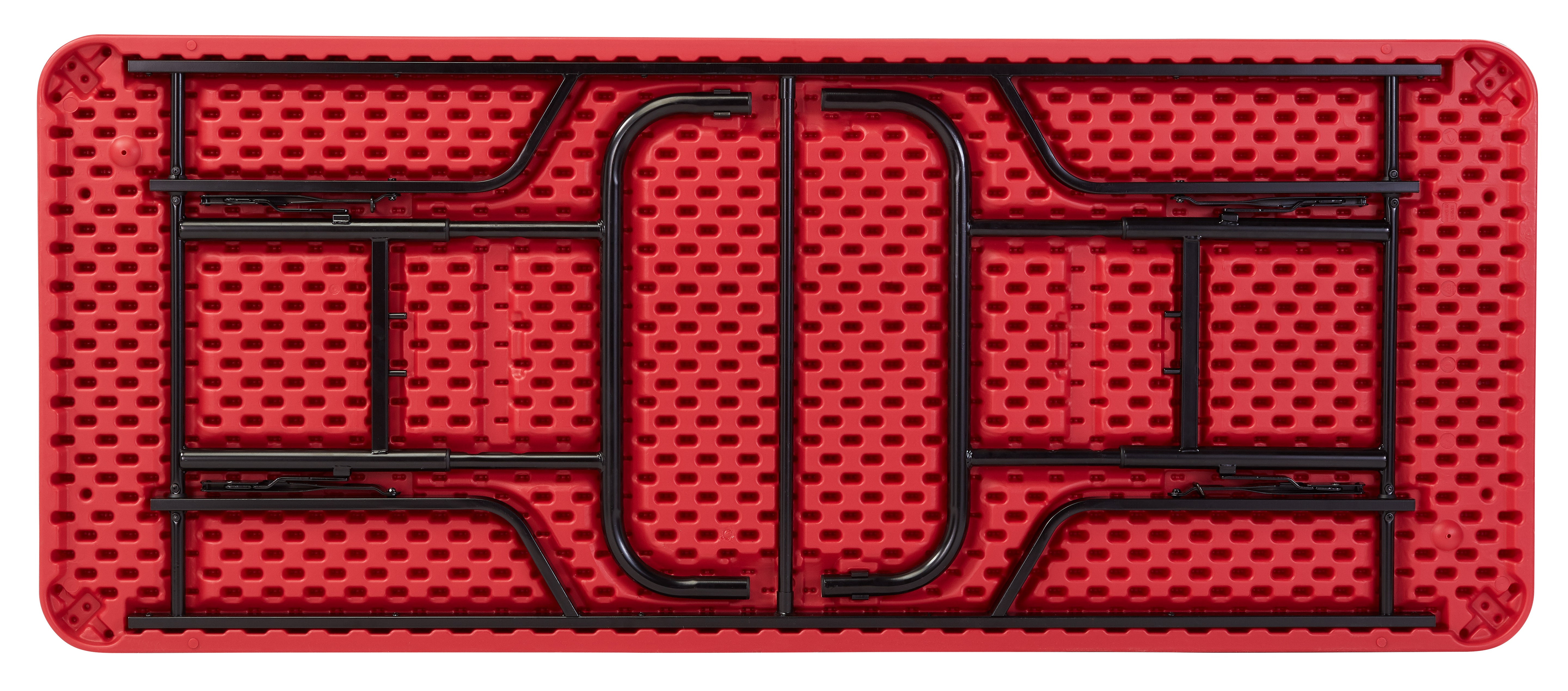 NPS® 30" x 72" Height Adjustable Heavy Duty Folding Table, Surface Color: Red, Frame Color: Black
