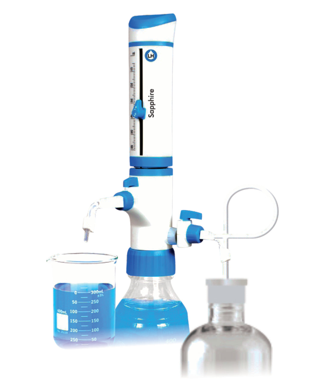 United Scientific® Bottle Top Dispenser, 0.25 - 2.5 mL, Sapphire