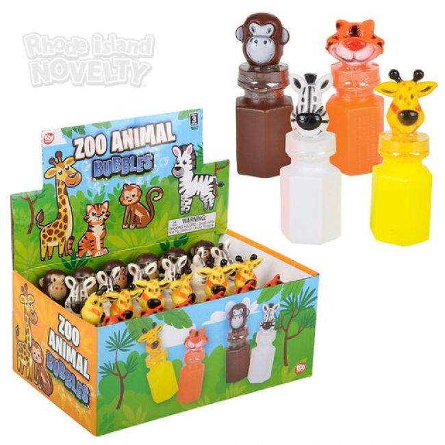 ZOO ANIMAL BUBBLE BOTTLE 0.6OZ 3",Pack of 12