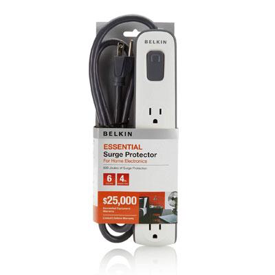 Belkin - BV106000-04 4ft 6 Outlets 630 J Surge Suppressor - Black