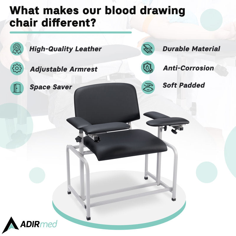 Bariatric Padded Blood Drawing Chair - Black