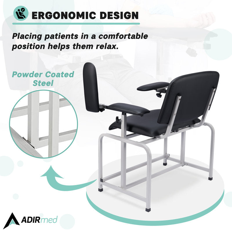 Bariatric Padded Blood Drawing Chair - Black