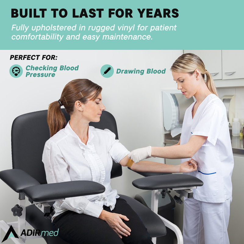 Bariatric Padded Blood Drawing Chair - Black