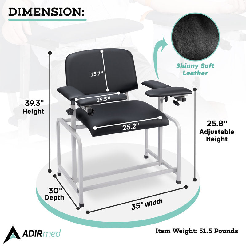 Bariatric Padded Blood Drawing Chair - Black