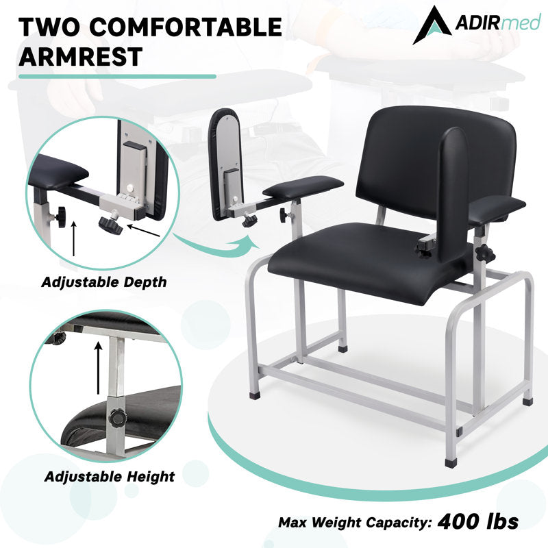 Bariatric Padded Blood Drawing Chair - Black
