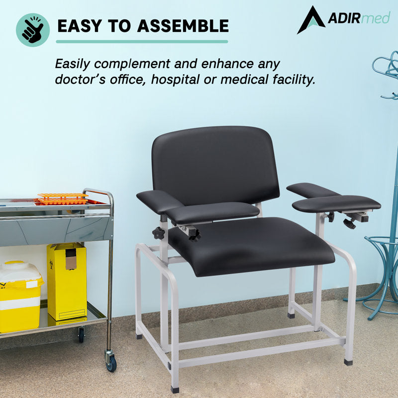 Bariatric Padded Blood Drawing Chair - Black