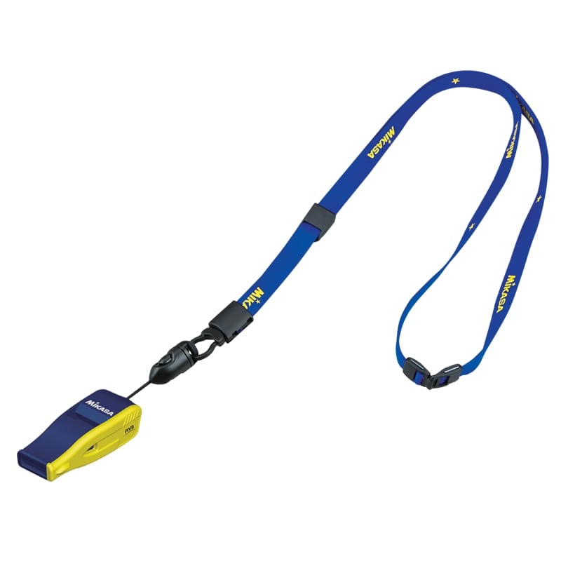 Essentials/Accessories - FIVB Professional Whistle With Lanyard, Navy Blue/Yellow