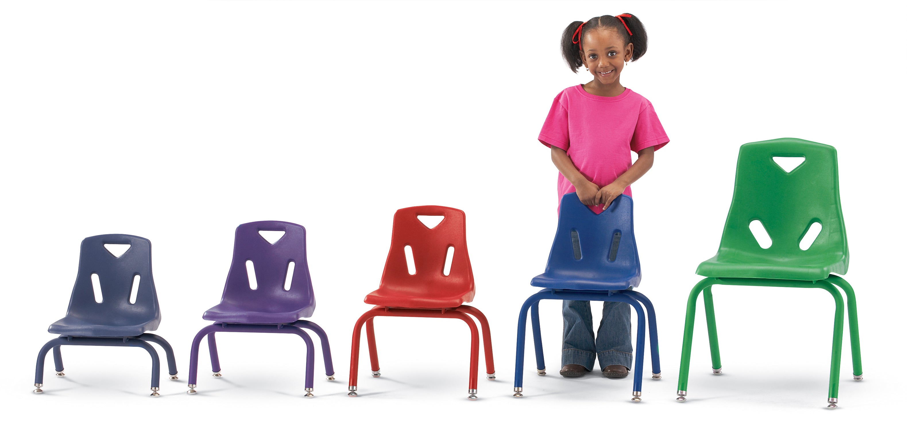 Berries® Stacking Chair with Powder-Coated Legs - 14" Ht - Red