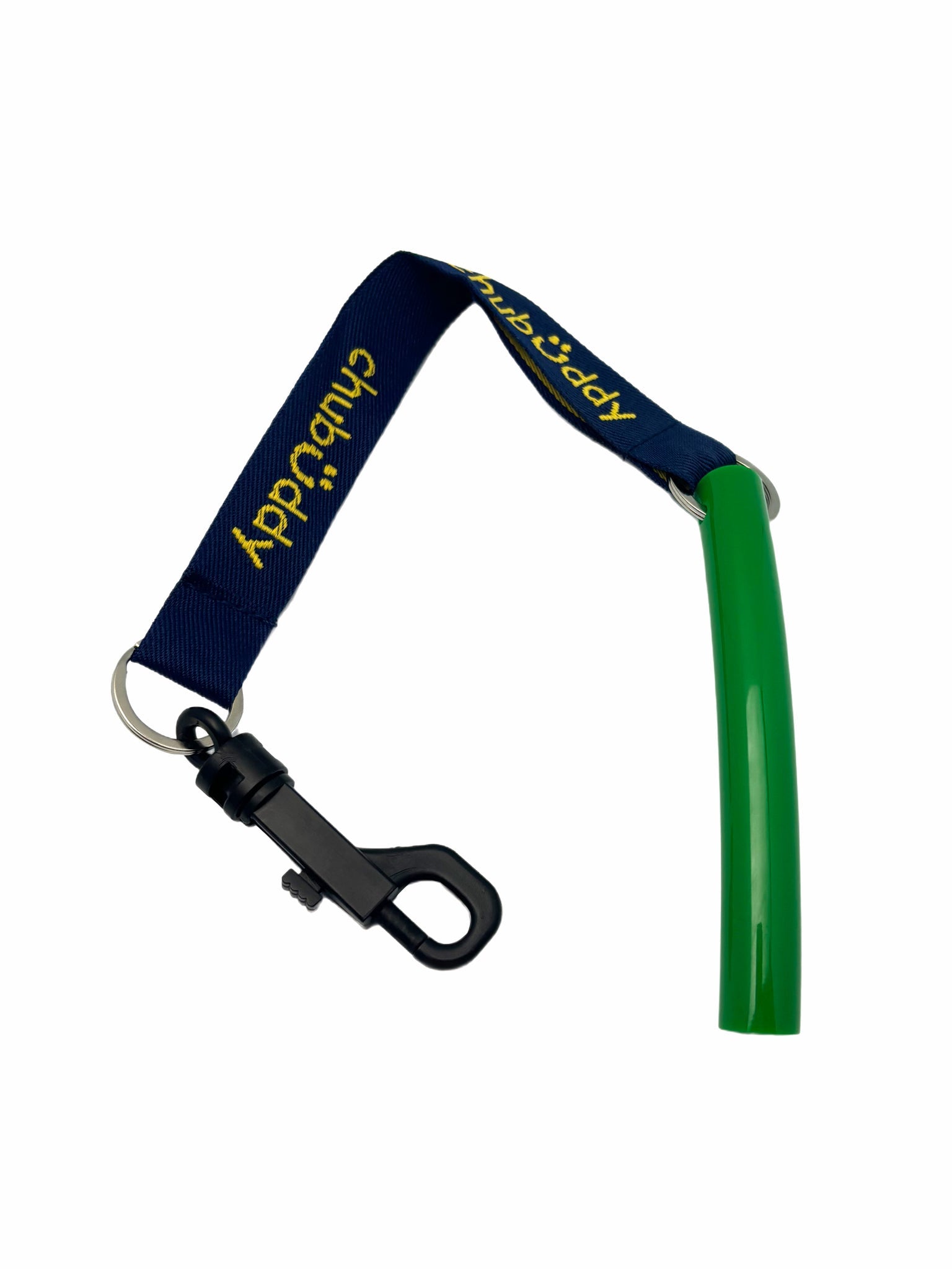 Special Needs Sensory Toy - 3/8" Slim Red Tube, 1/2" Strong Green Tube, 9/16" Big Blue Tube on 8" Navy Lanyard